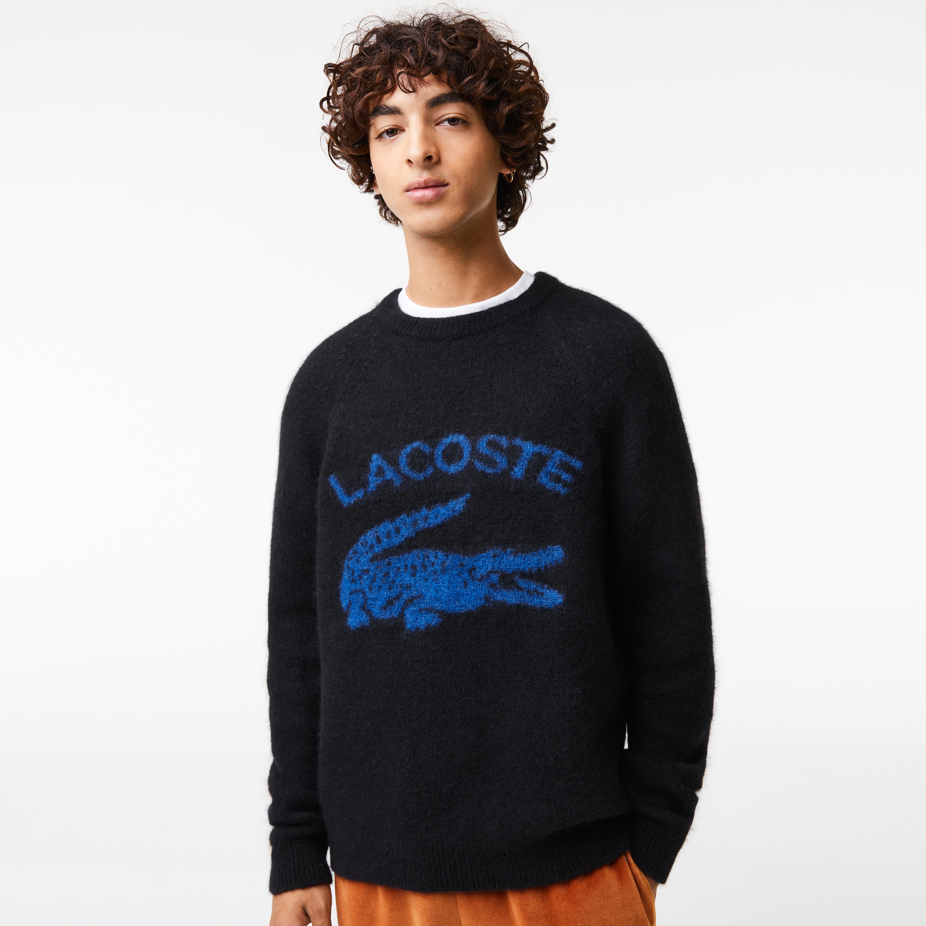 Lacoste Erkek Bisiklet Yaka Baskılı Lacivert Kazak