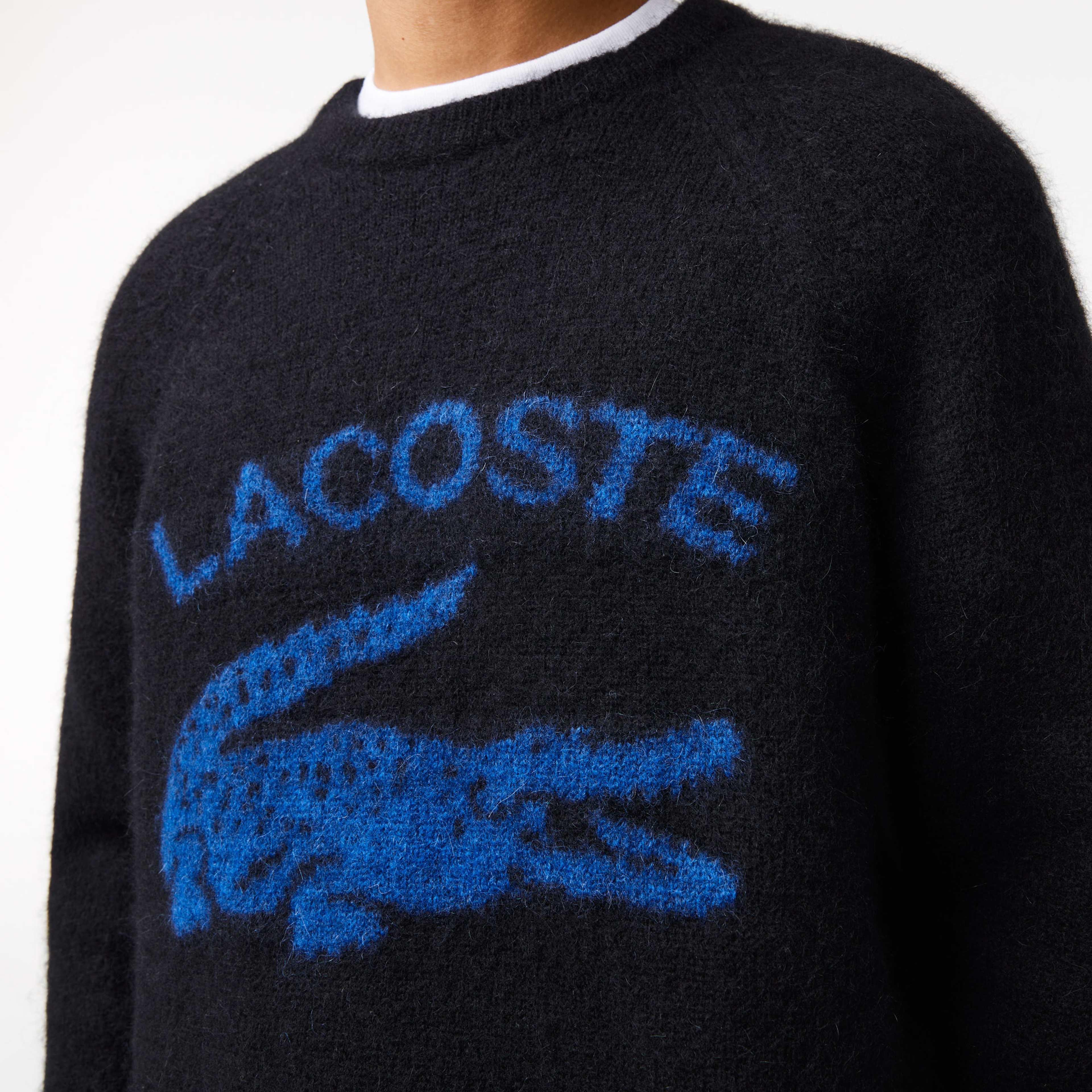 Lacoste Erkek Bisiklet Yaka Baskılı Lacivert Kazak