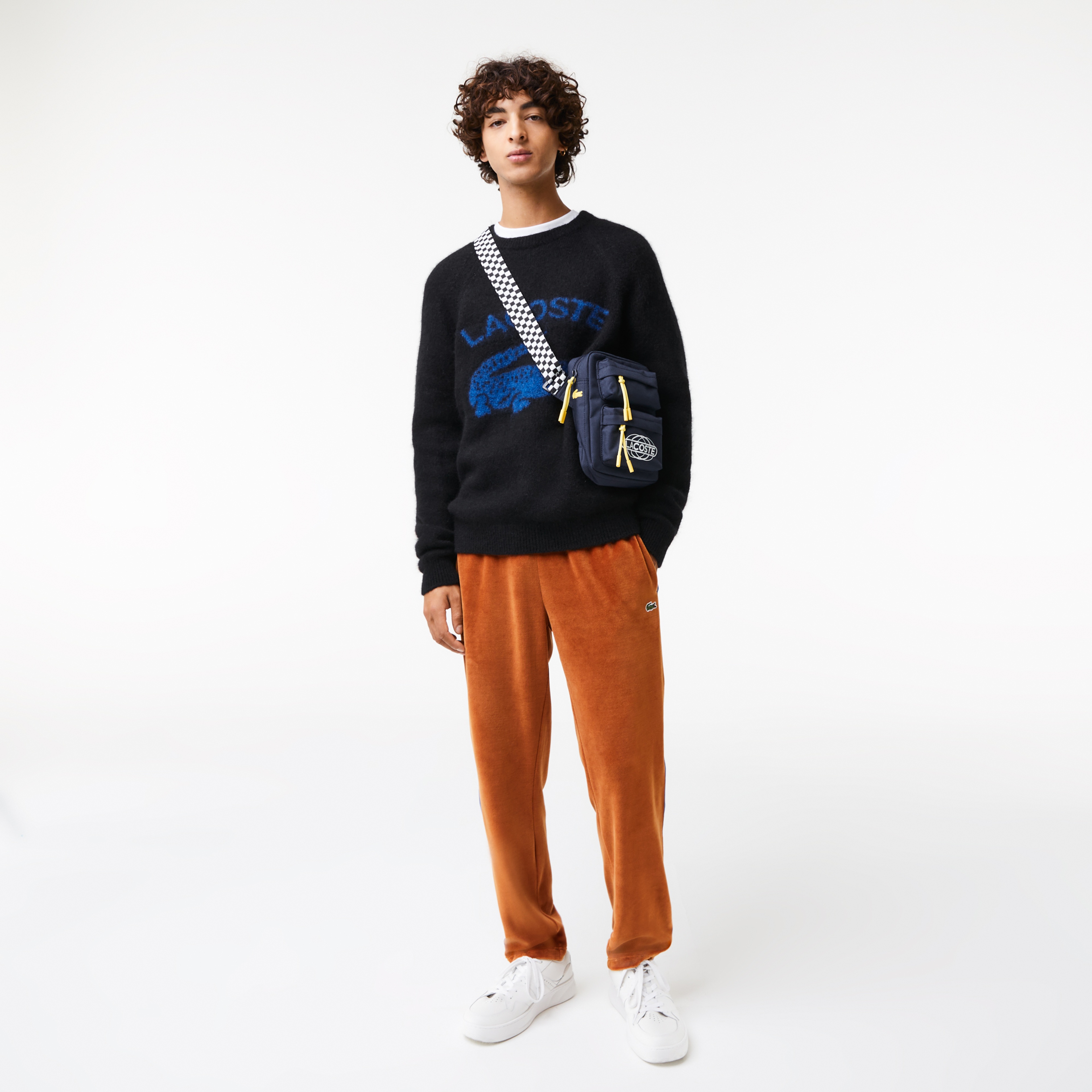 Lacoste Erkek Bisiklet Yaka Baskılı Lacivert Kazak