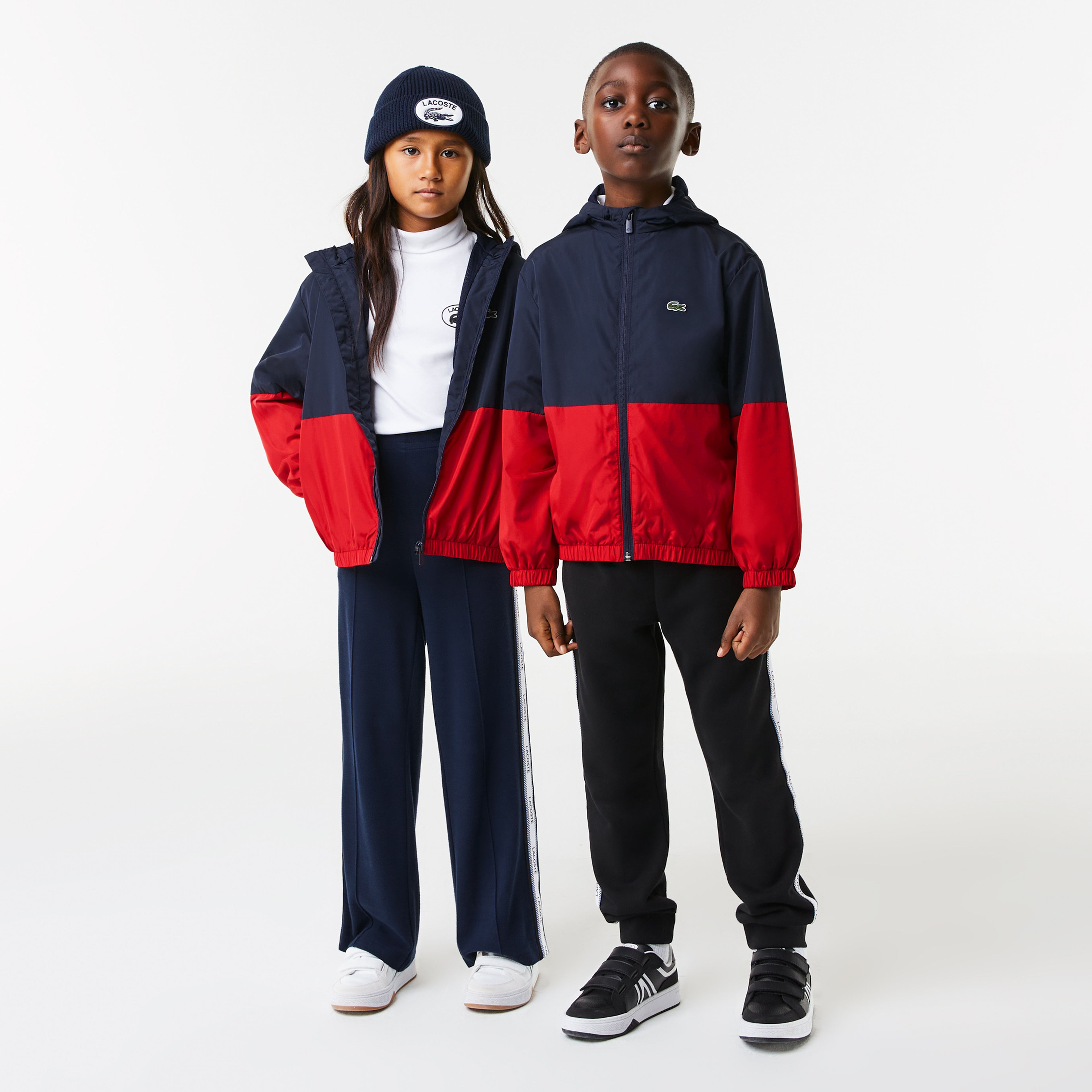 Lacoste Çocuk Kapüşonlu Renk Bloklu Lacivert Rüzgarlık