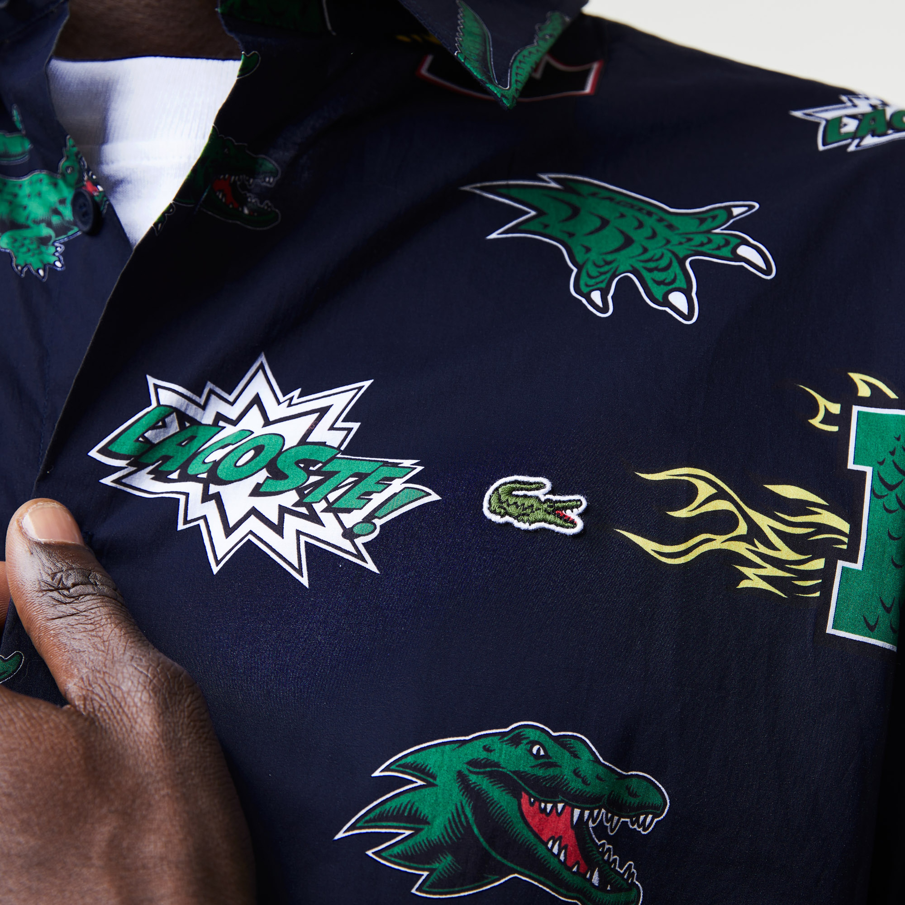 Lacoste Erkek Regular Fit Desenli Lacivert Gömlek