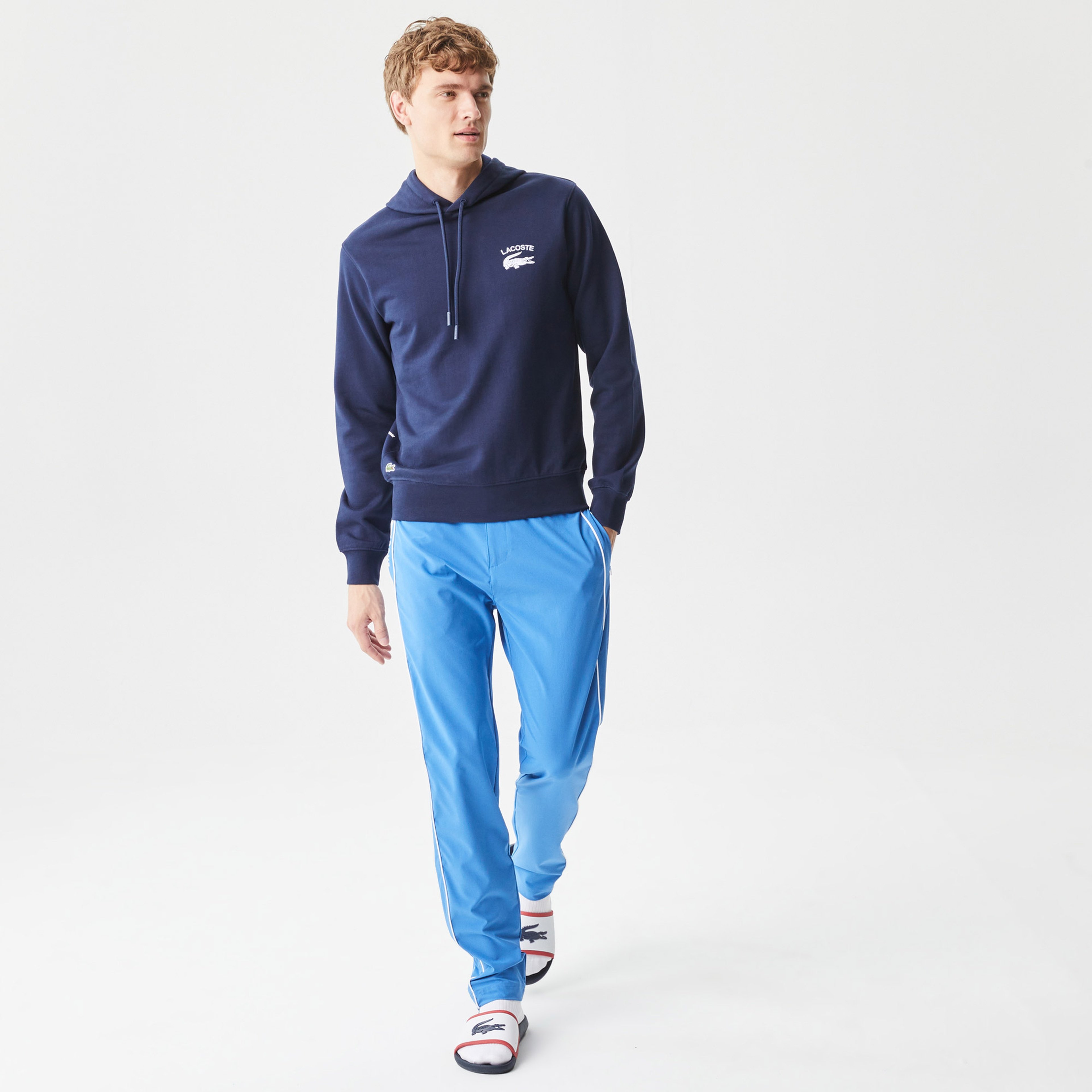 Lacoste Erkek Classic Fit Ayarlanabilir Kapüşonlu Baskılı Lacivert Sweatshirt