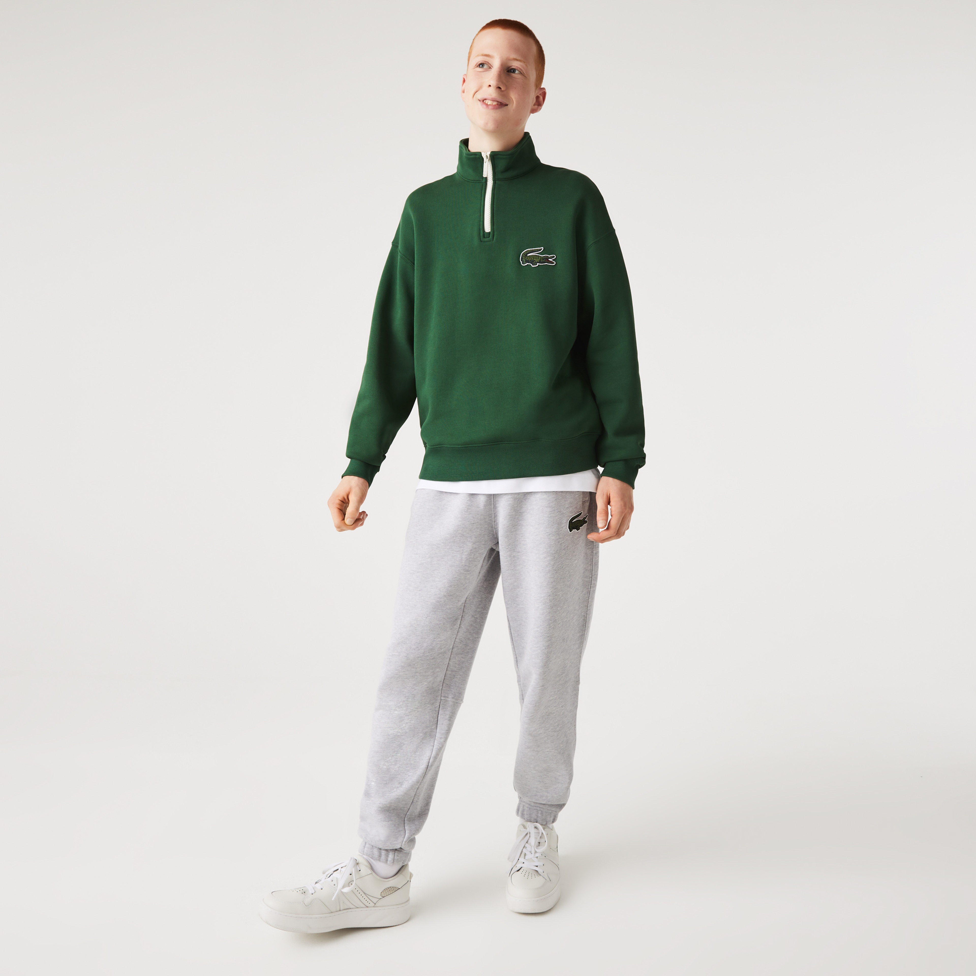 Lacoste Unisex Relaxed Fit Dik Yaka Organik Pamuk Yeşil Sweatshirt