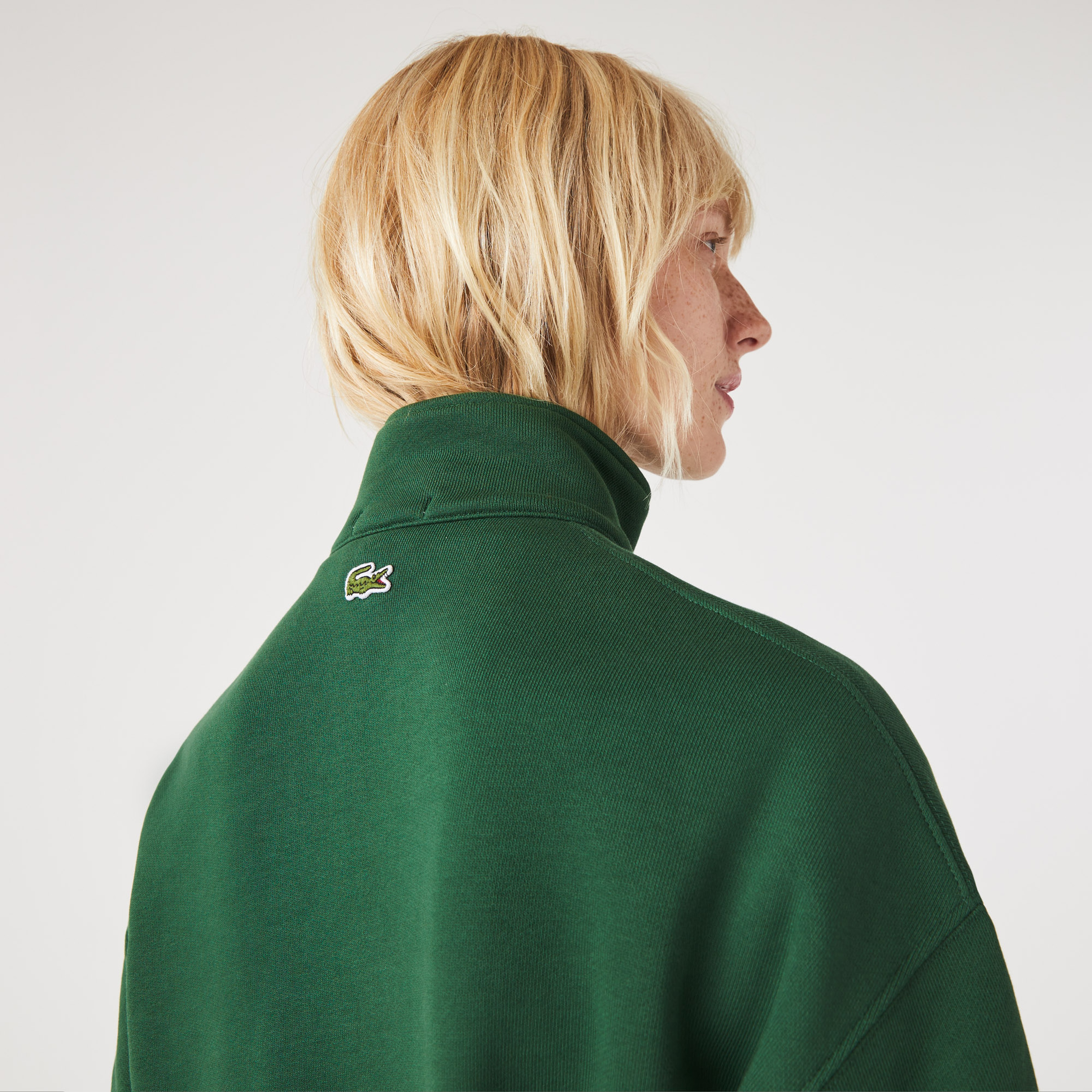 Lacoste Unisex Relaxed Fit Dik Yaka Organik Pamuk Yeşil Sweatshirt