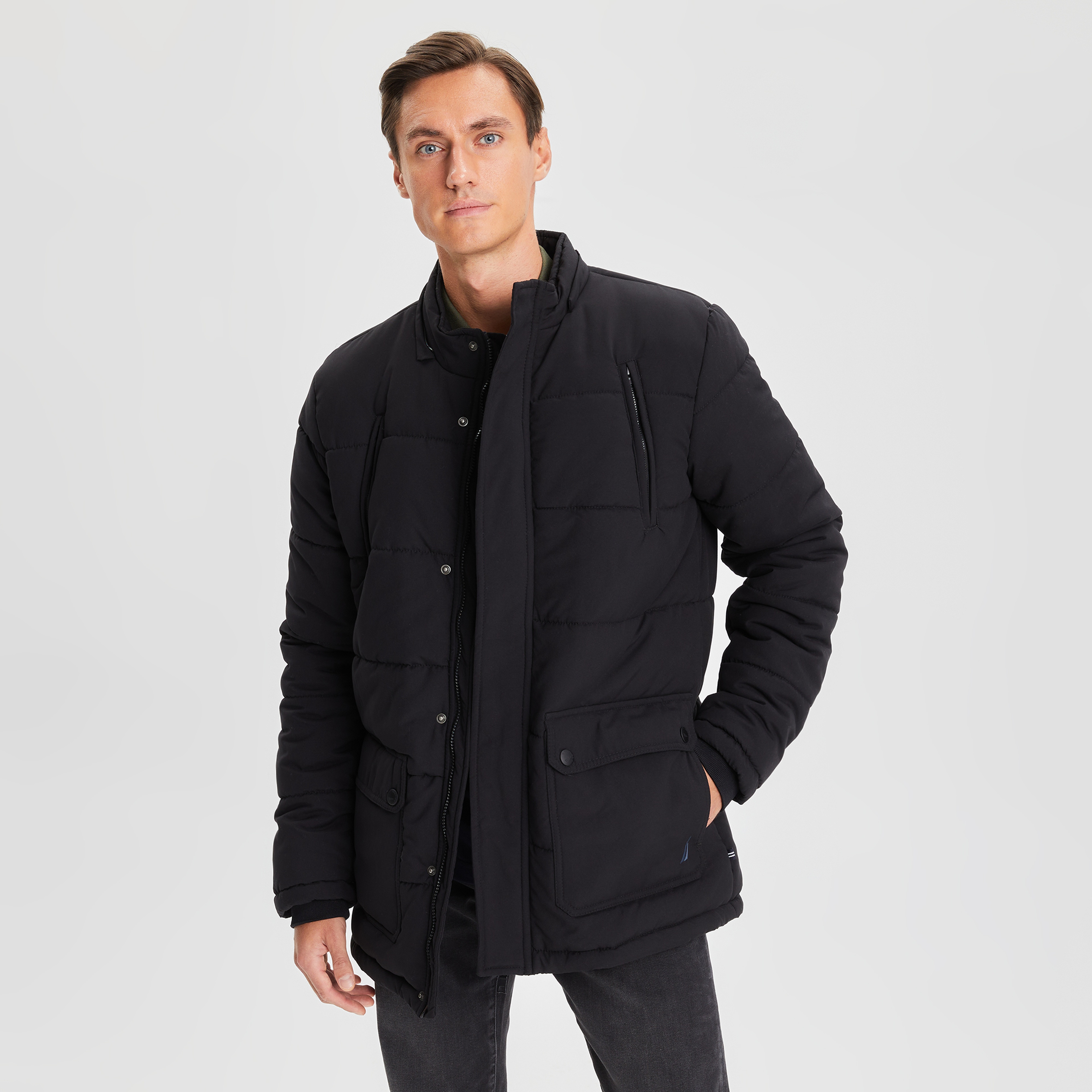 NAUTICA ERKEK SİYAH UZUN KOLLU STANDART FIT MONT