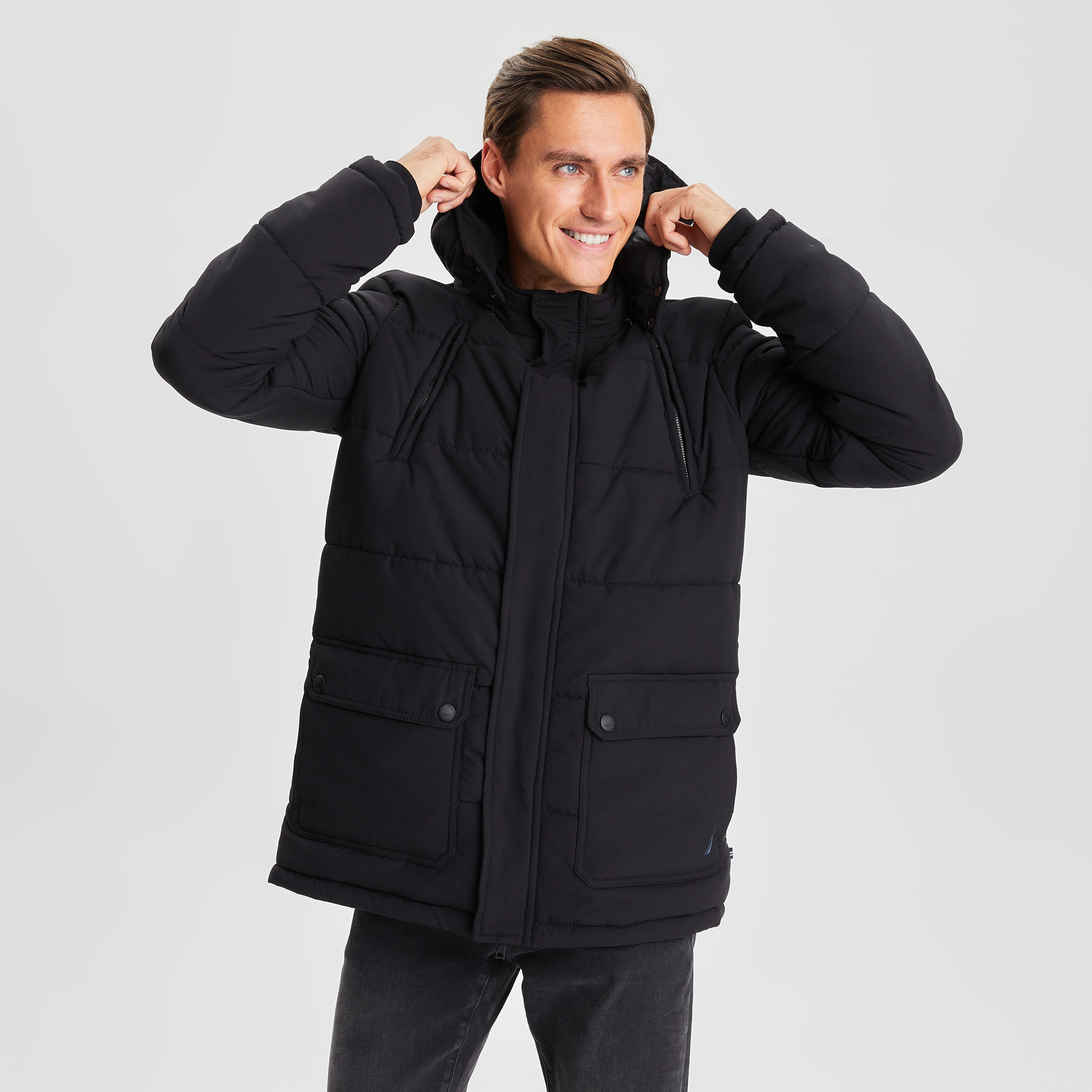 NAUTICA ERKEK SİYAH UZUN KOLLU STANDART FIT MONT