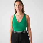 Lacoste Kadın Askılı V Yaka Yeşil Triko