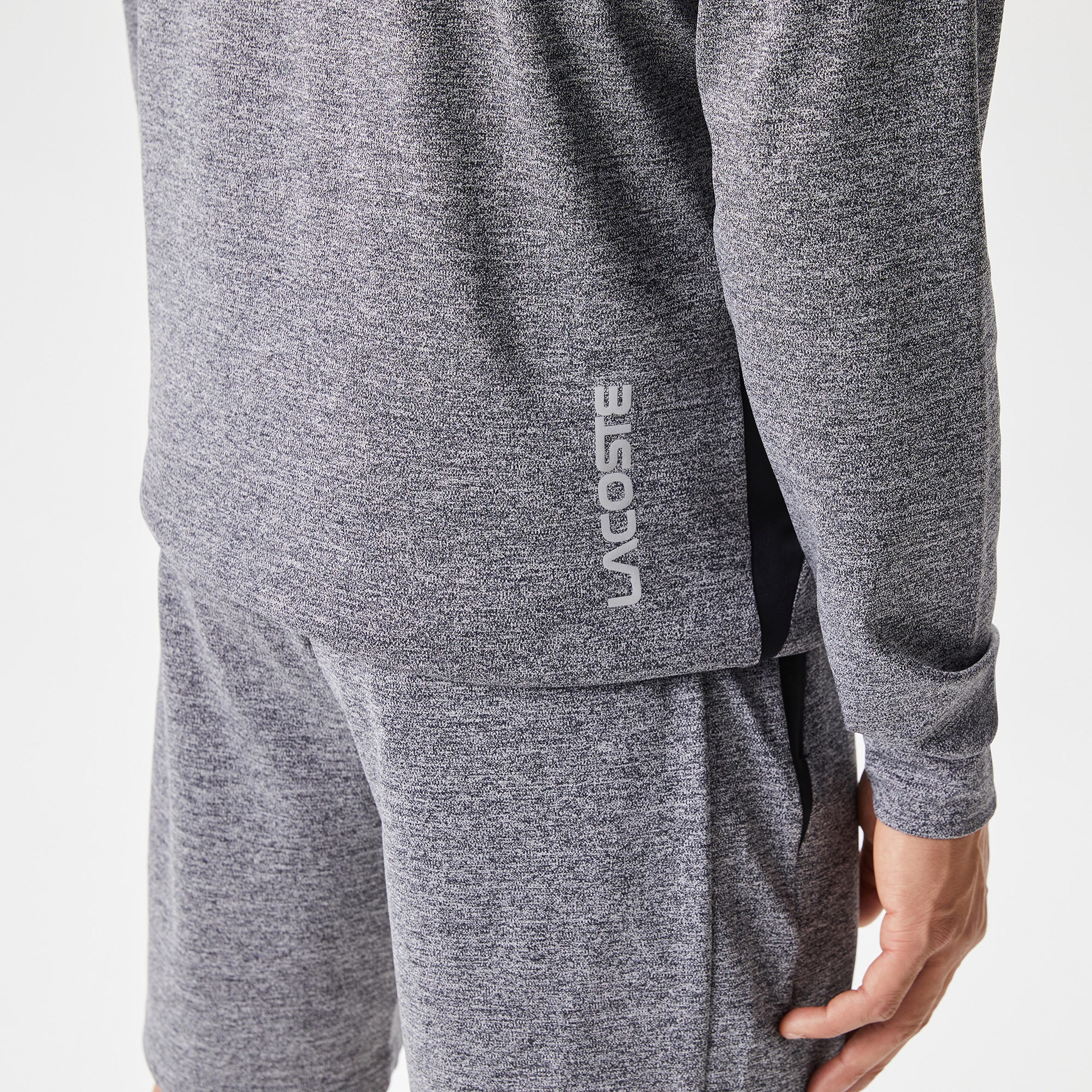 Erkek Slim Fit Kapüşonlu Desenli Gri Sweatshirt