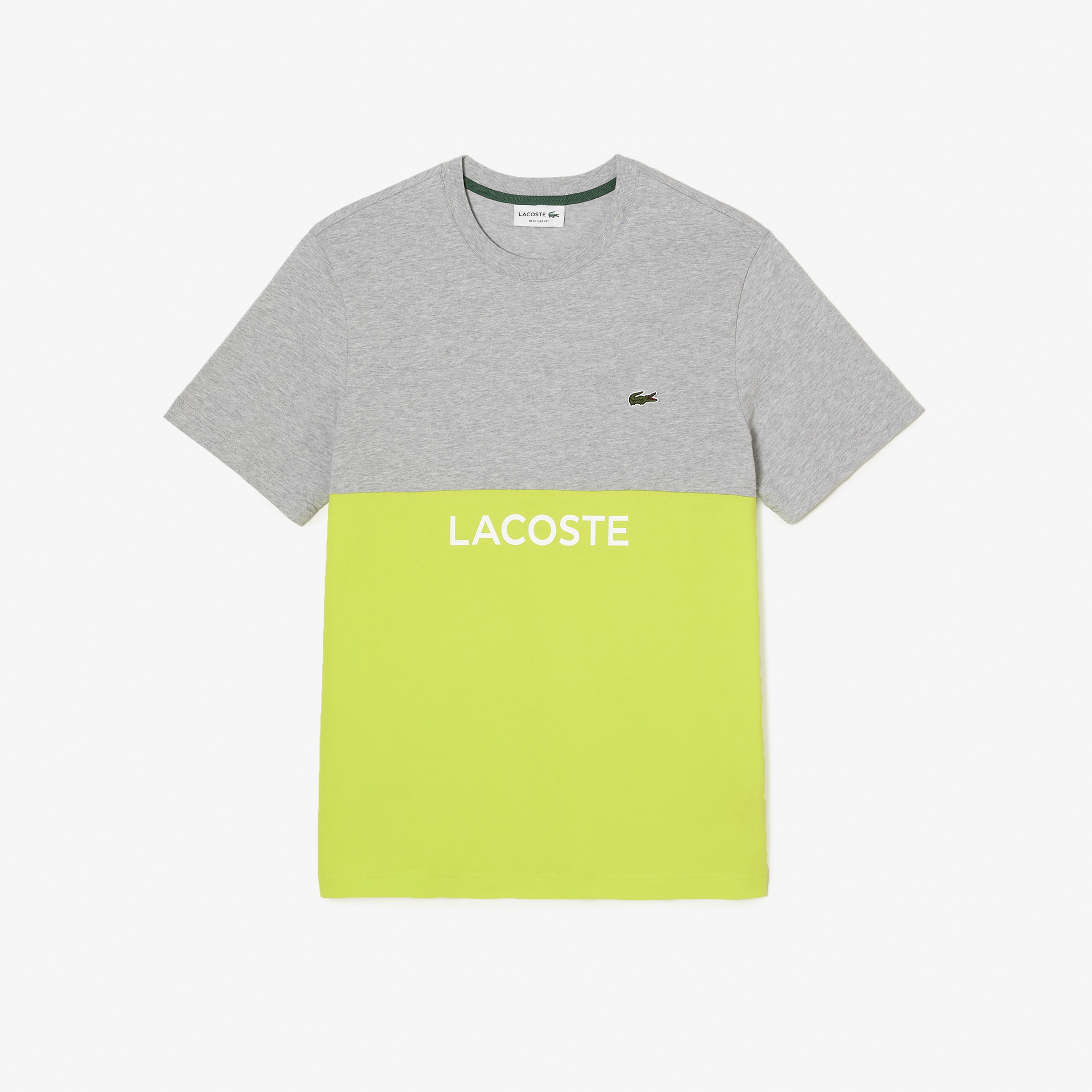 Erkek Regular Fit Bisiklet Yaka Renk Bloklu Sarı T-Shirt