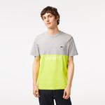 Erkek Regular Fit Bisiklet Yaka Renk Bloklu Sarı T-Shirt