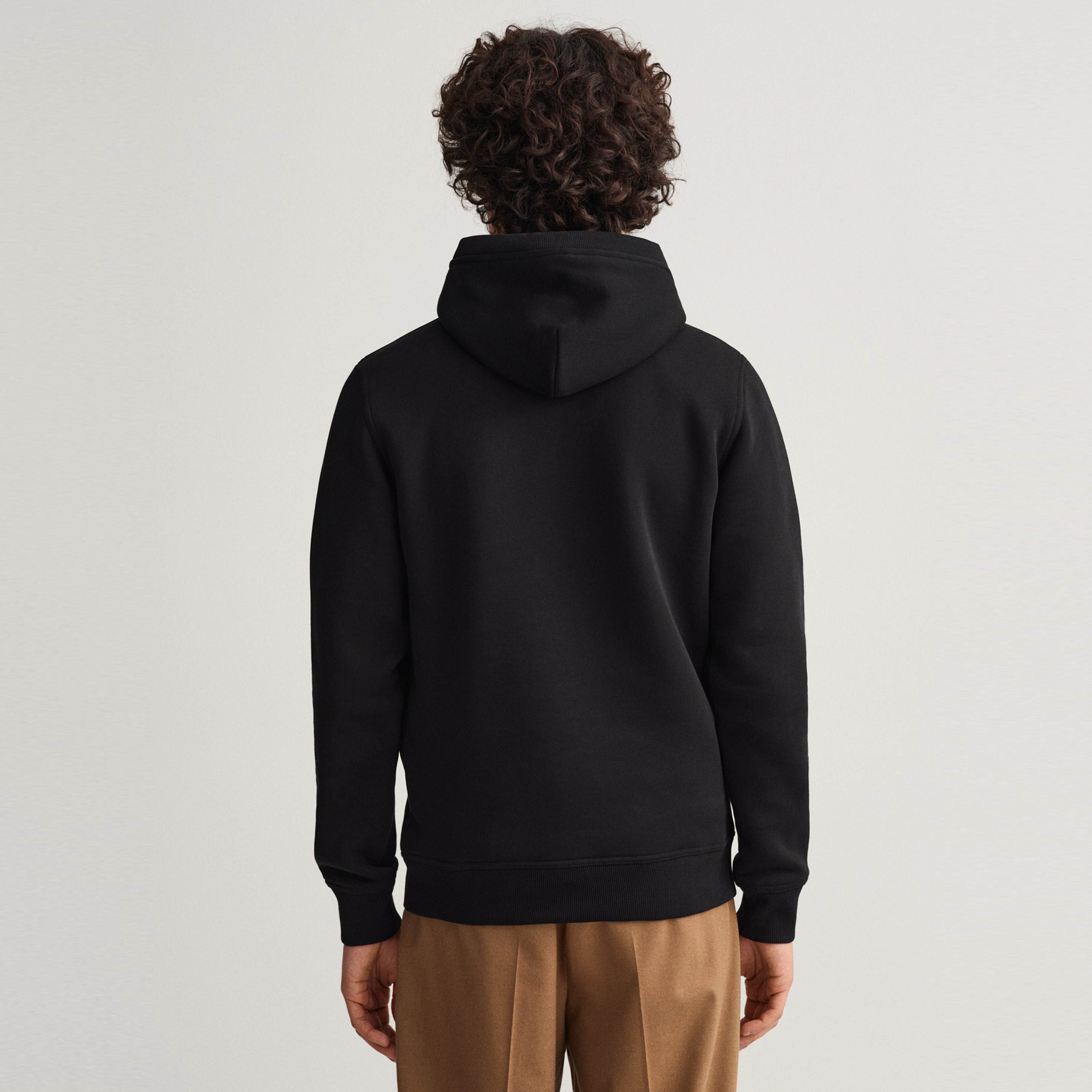 Gant Erkek Siyah Regular Fit Kapüşonlu Logolu Sweatshirt
