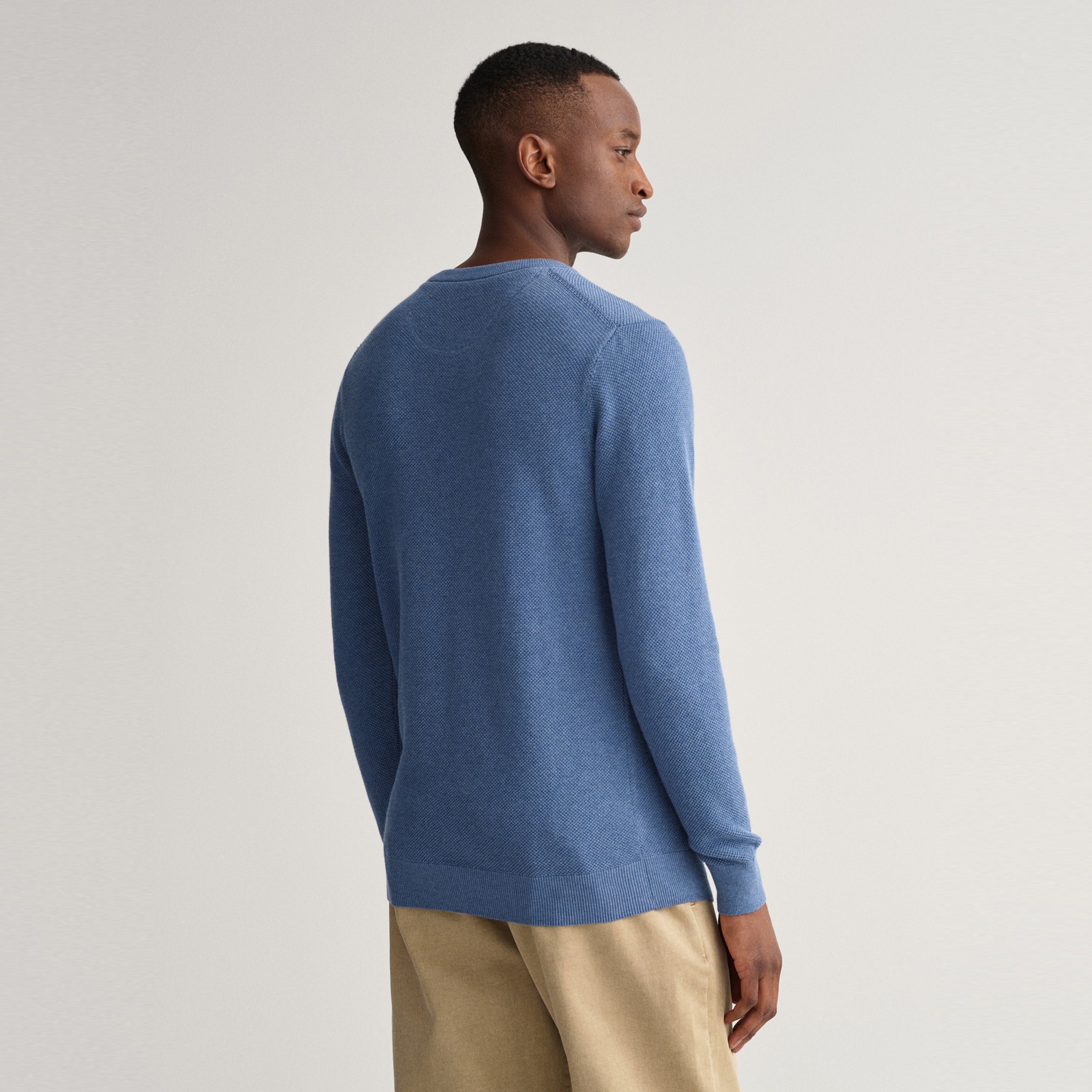 Gant Erkek Mavi Regular Fit Bisiklet Yaka Kazak