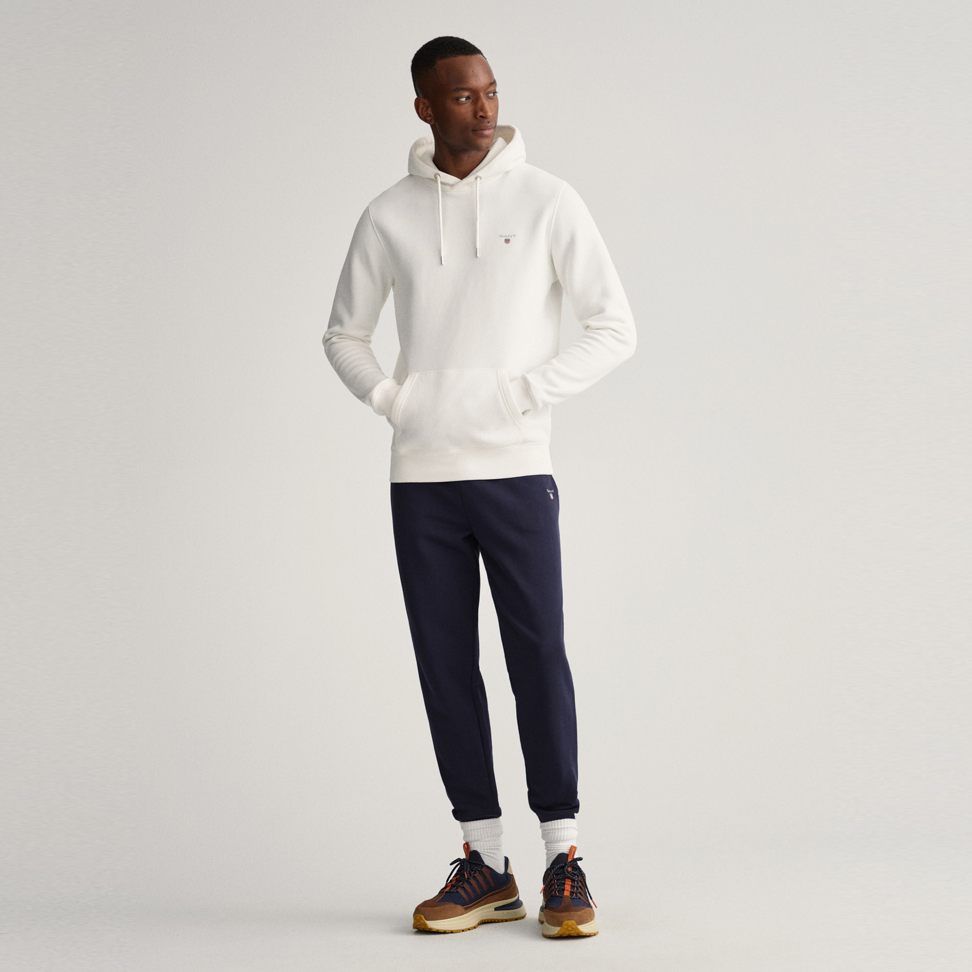 Gant Erkek Beyaz Regular Fit Kapüşonlu Sweatshirt