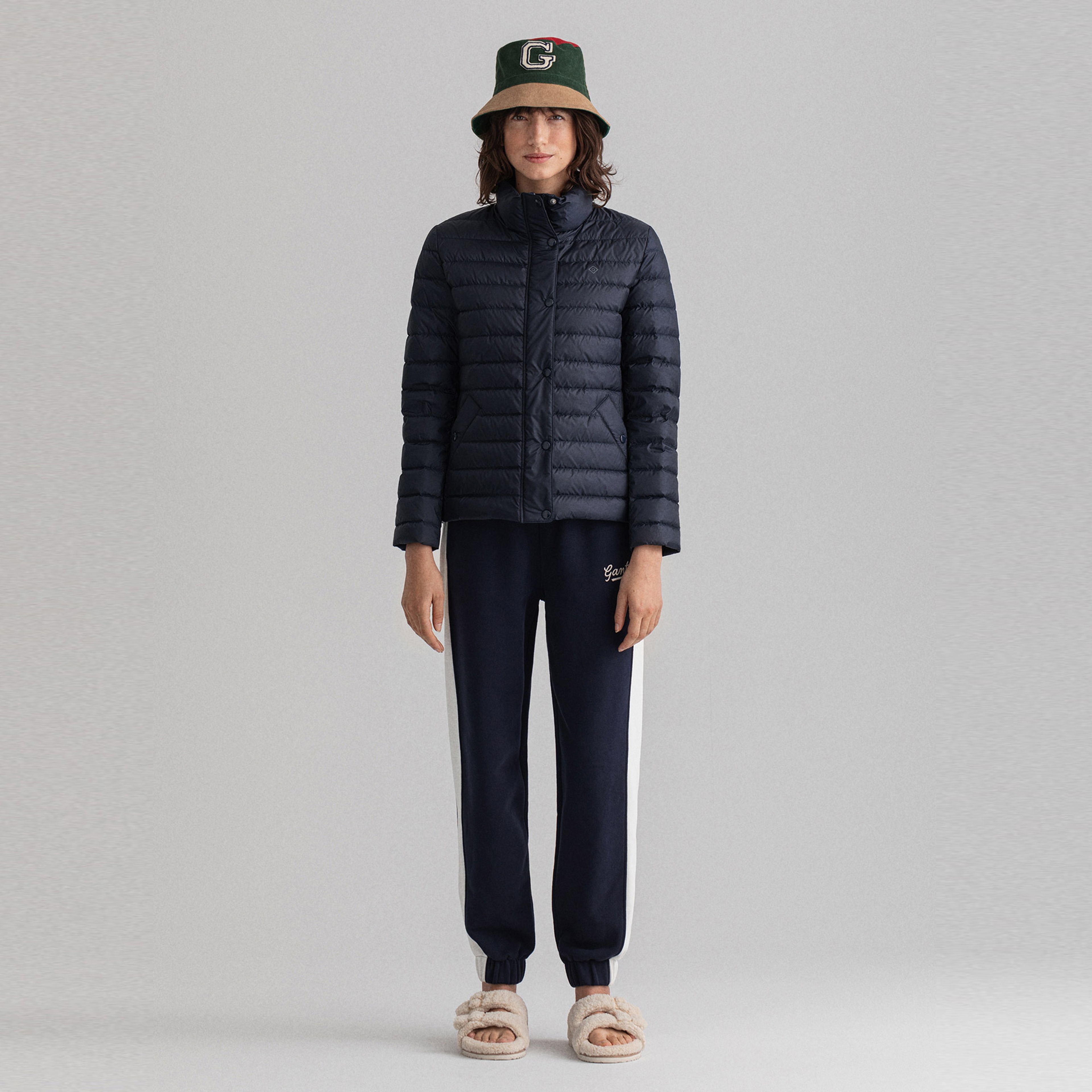 Gant Kadın Lacivert Slim Fit Fermuarlı Mont