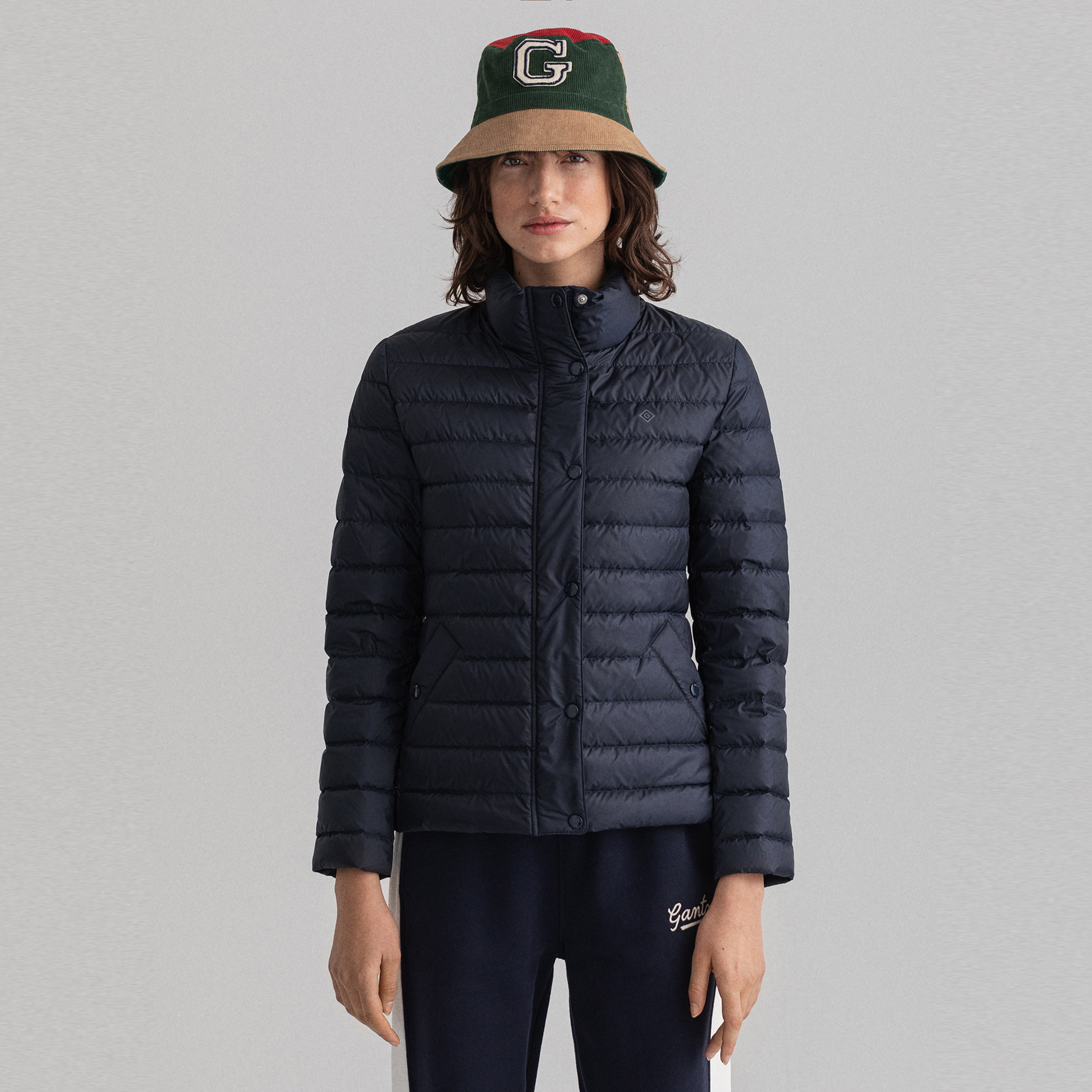 Gant Kadın Lacivert Slim Fit Fermuarlı Mont