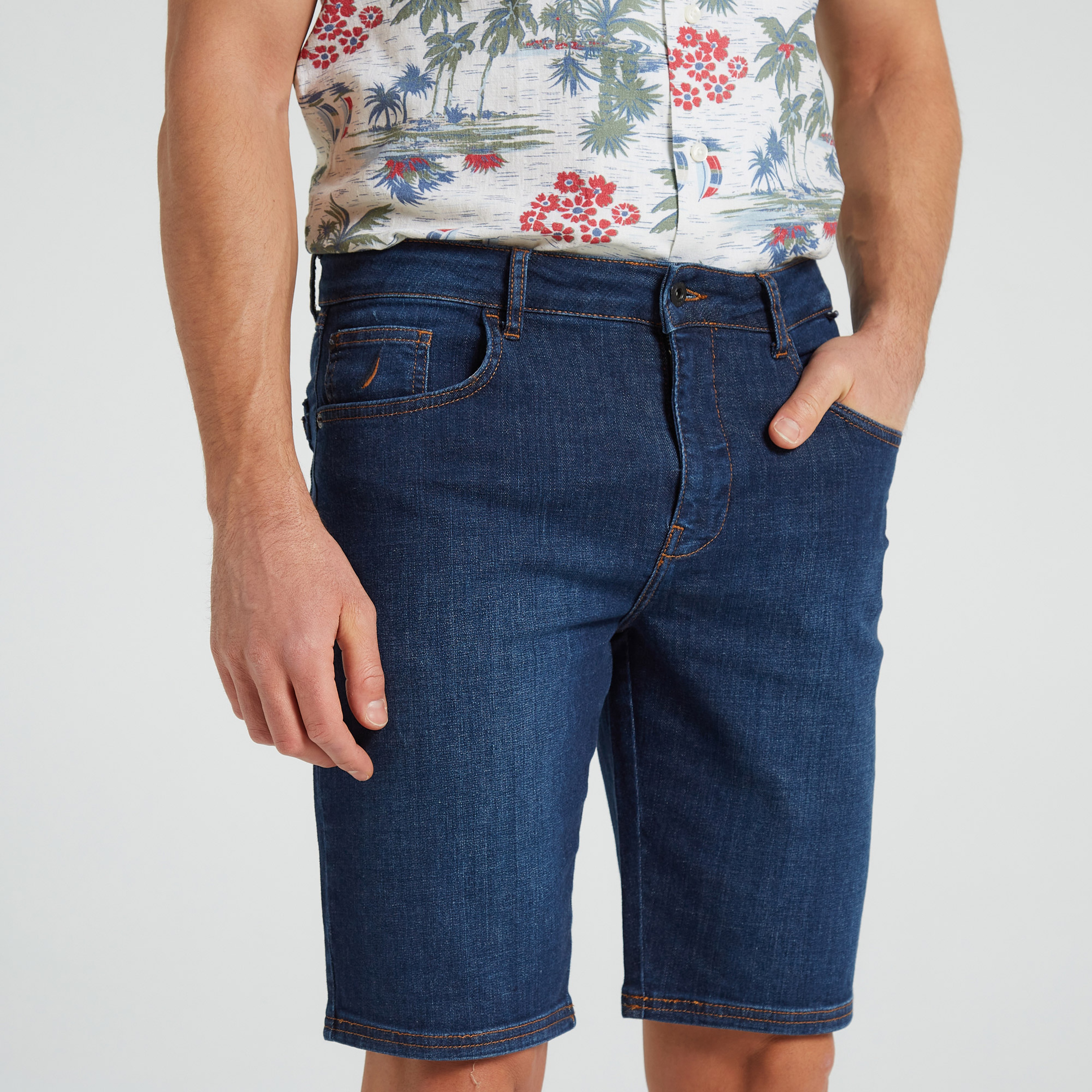 NAUTICA ERKEK MAVİ SLIM FIT BERMUDA ŞORT