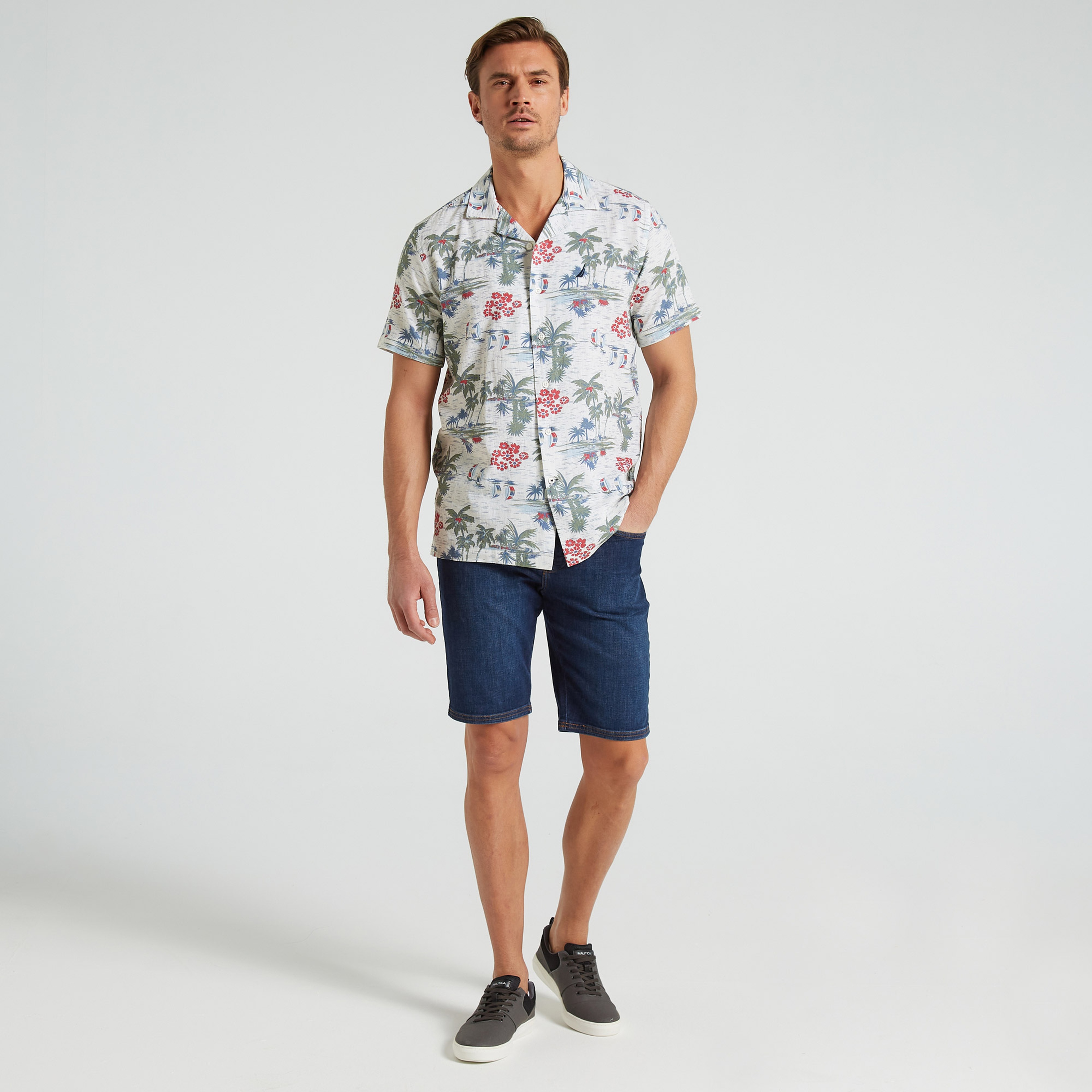 NAUTICA ERKEK MAVİ SLIM FIT BERMUDA ŞORT