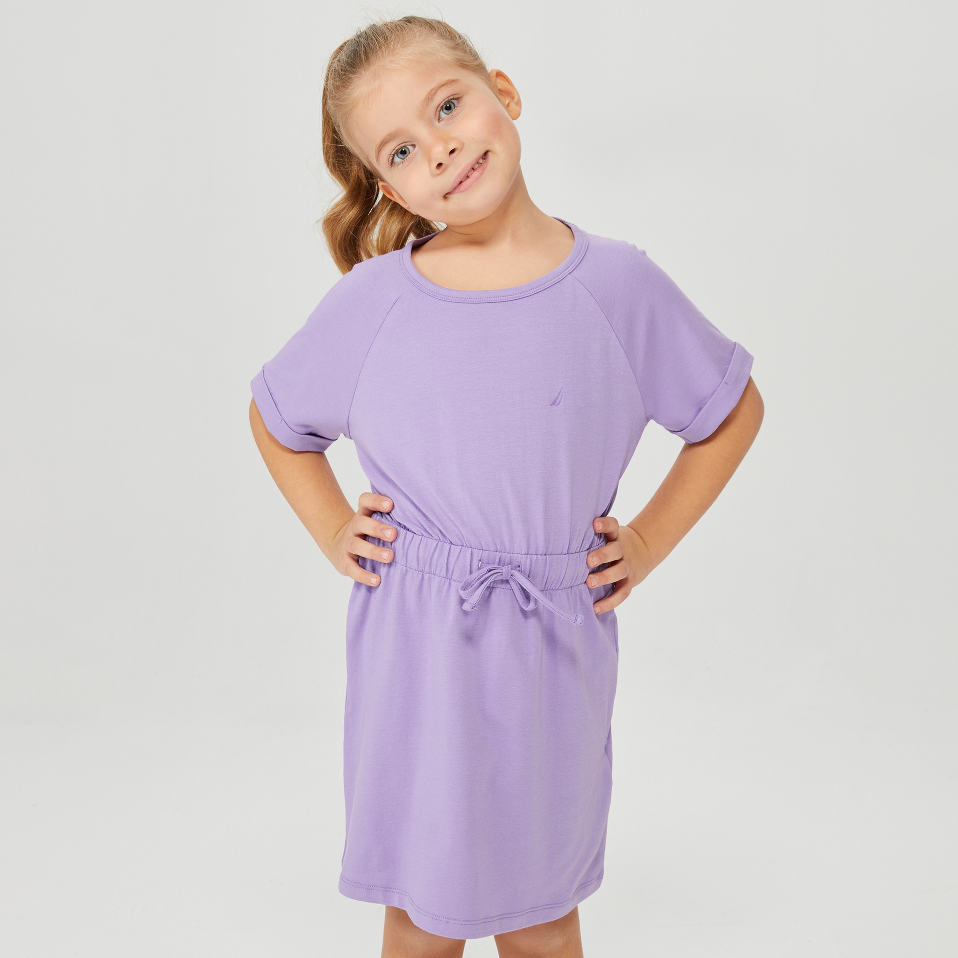 Nautica Kız Çocuk Mor Oversize Kısa Kollu Elbise