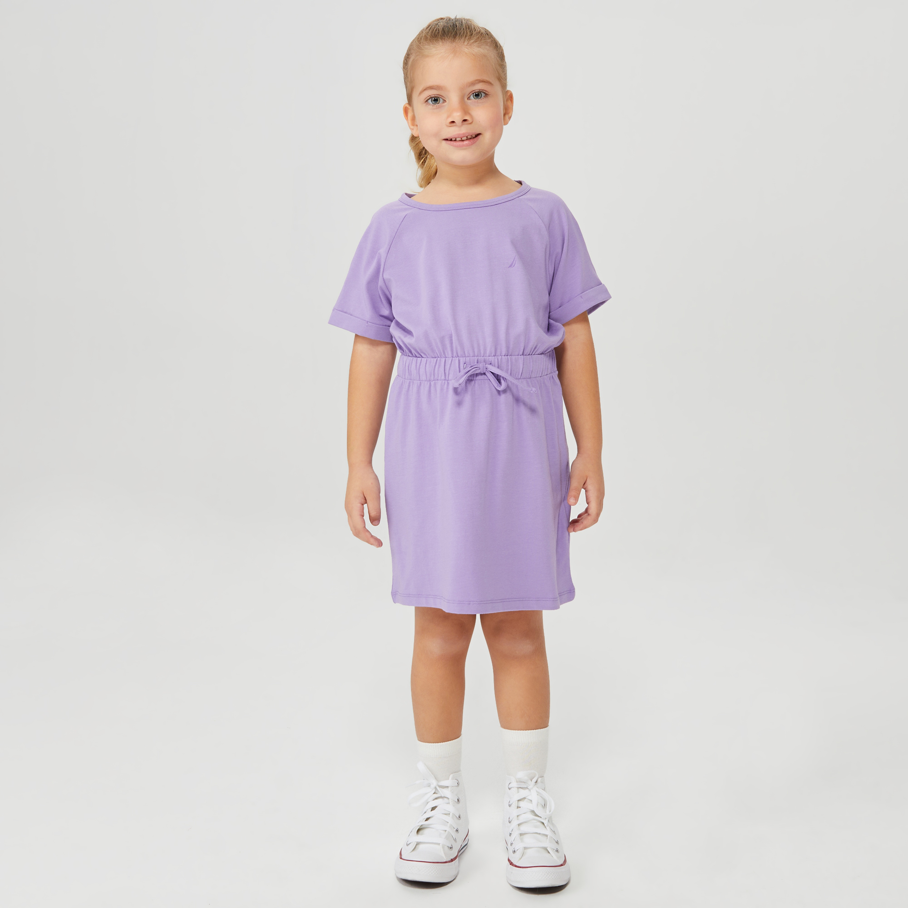 Nautica Kız Çocuk Mor Oversize Kısa Kollu Elbise