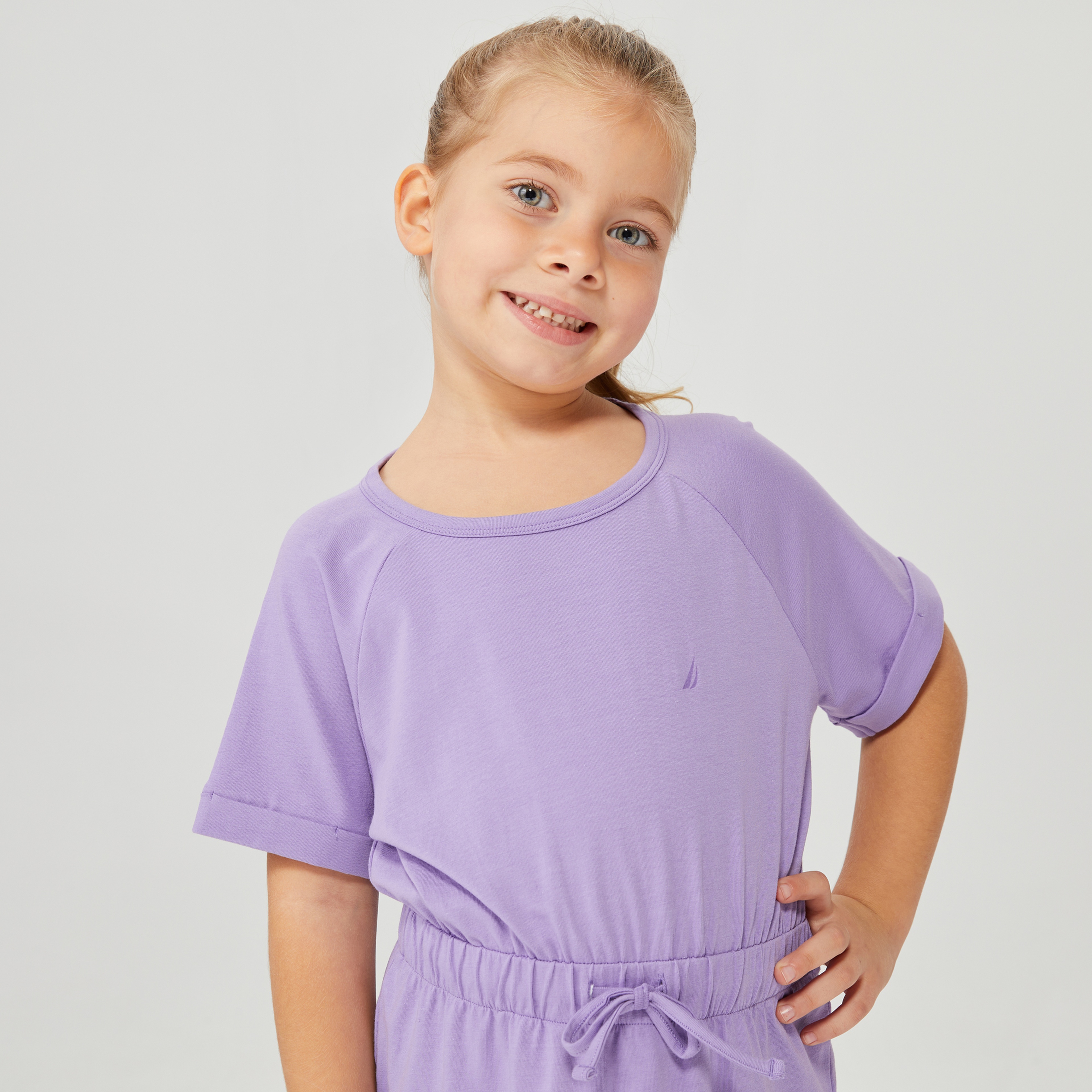 Nautica Kız Çocuk Mor Oversize Kısa Kollu Elbise