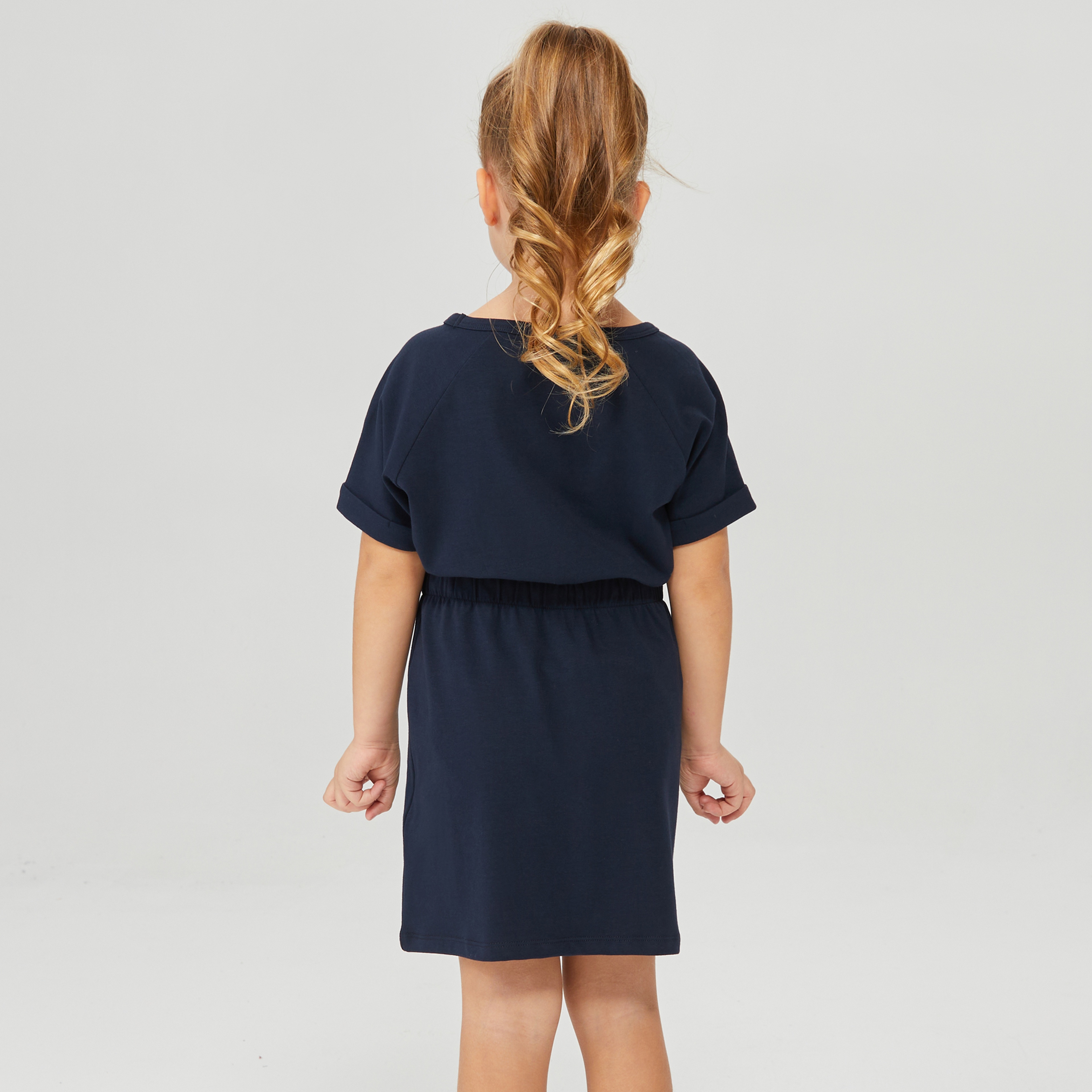 NAUTICA KIZ ÇOCUK LACİVERT OVERSIZE KISA KOLLU ELBİSE