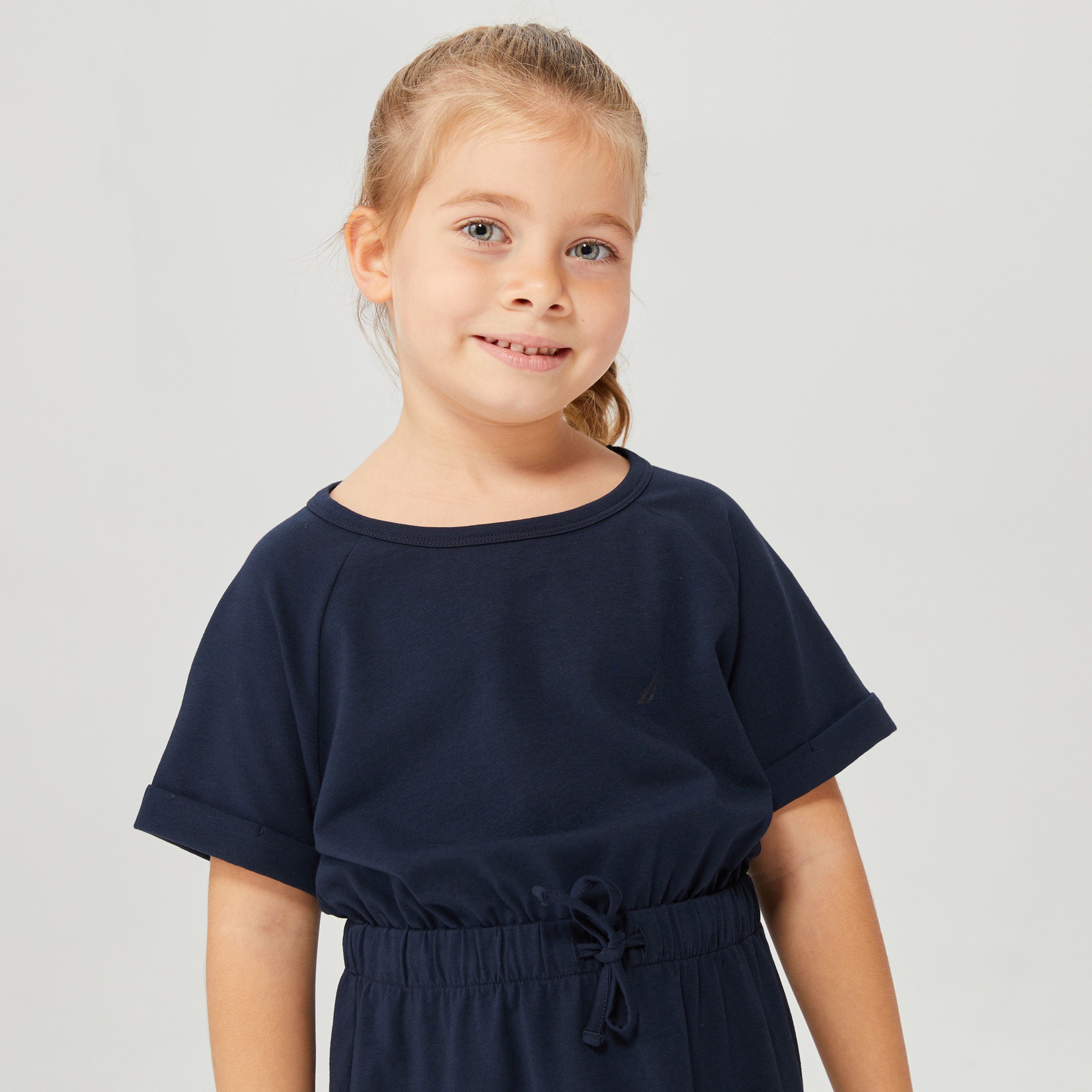 NAUTICA KIZ ÇOCUK LACİVERT OVERSIZE KISA KOLLU ELBİSE