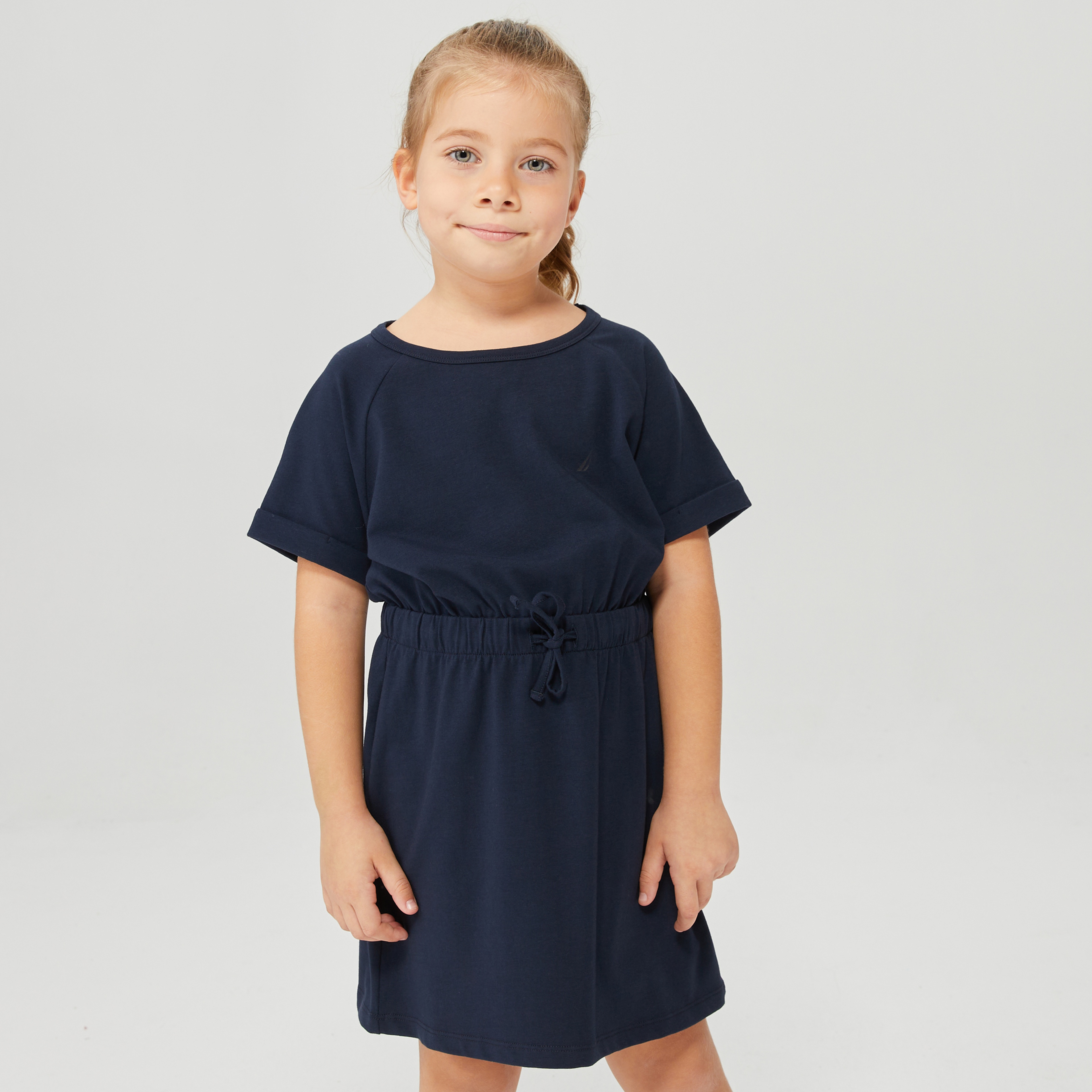 NAUTICA KIZ ÇOCUK LACİVERT OVERSIZE KISA KOLLU ELBİSE