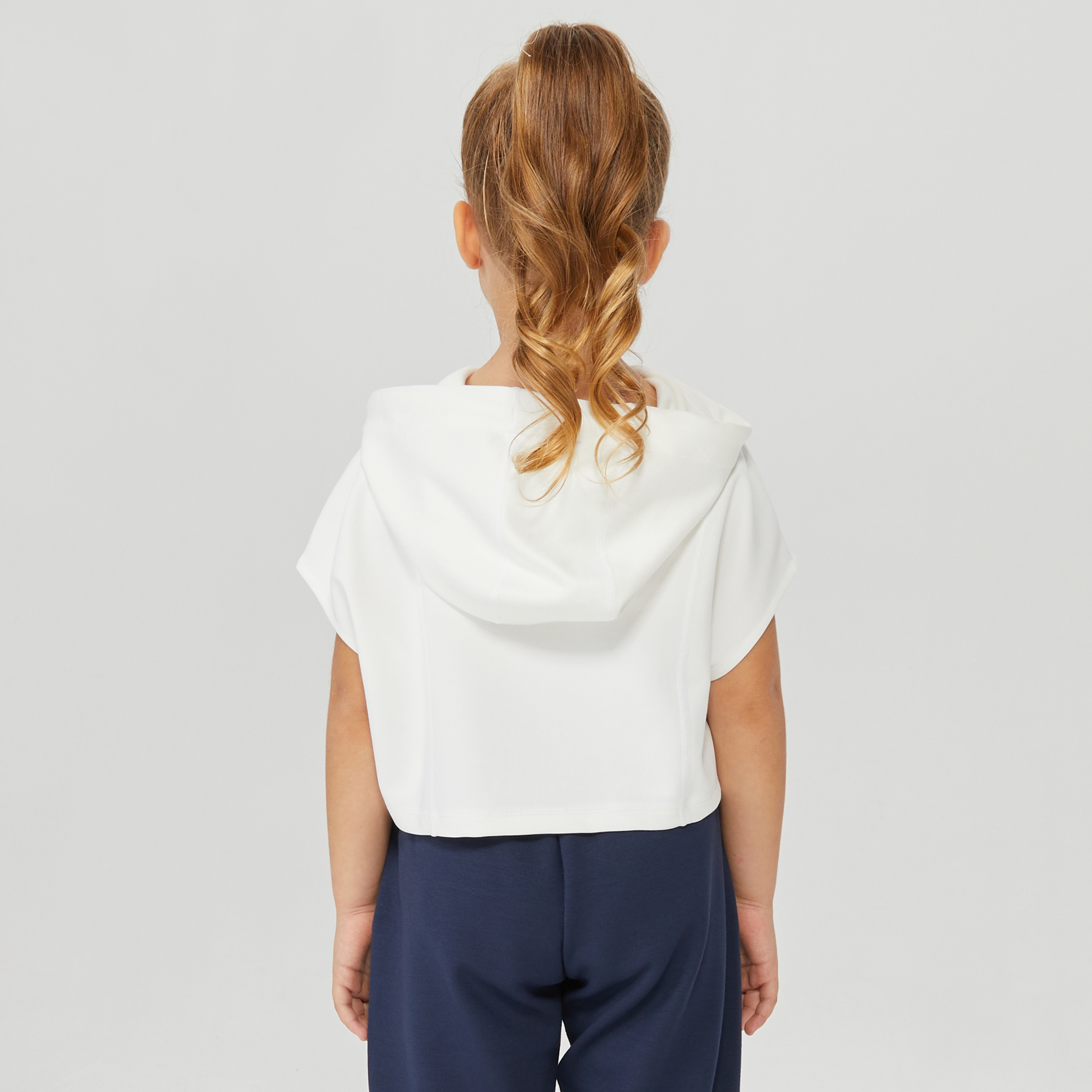 NAUTICA KIZ ÇOCUK BEYAZ OVERSIZE KISA KOLLU SWEATSHIRT