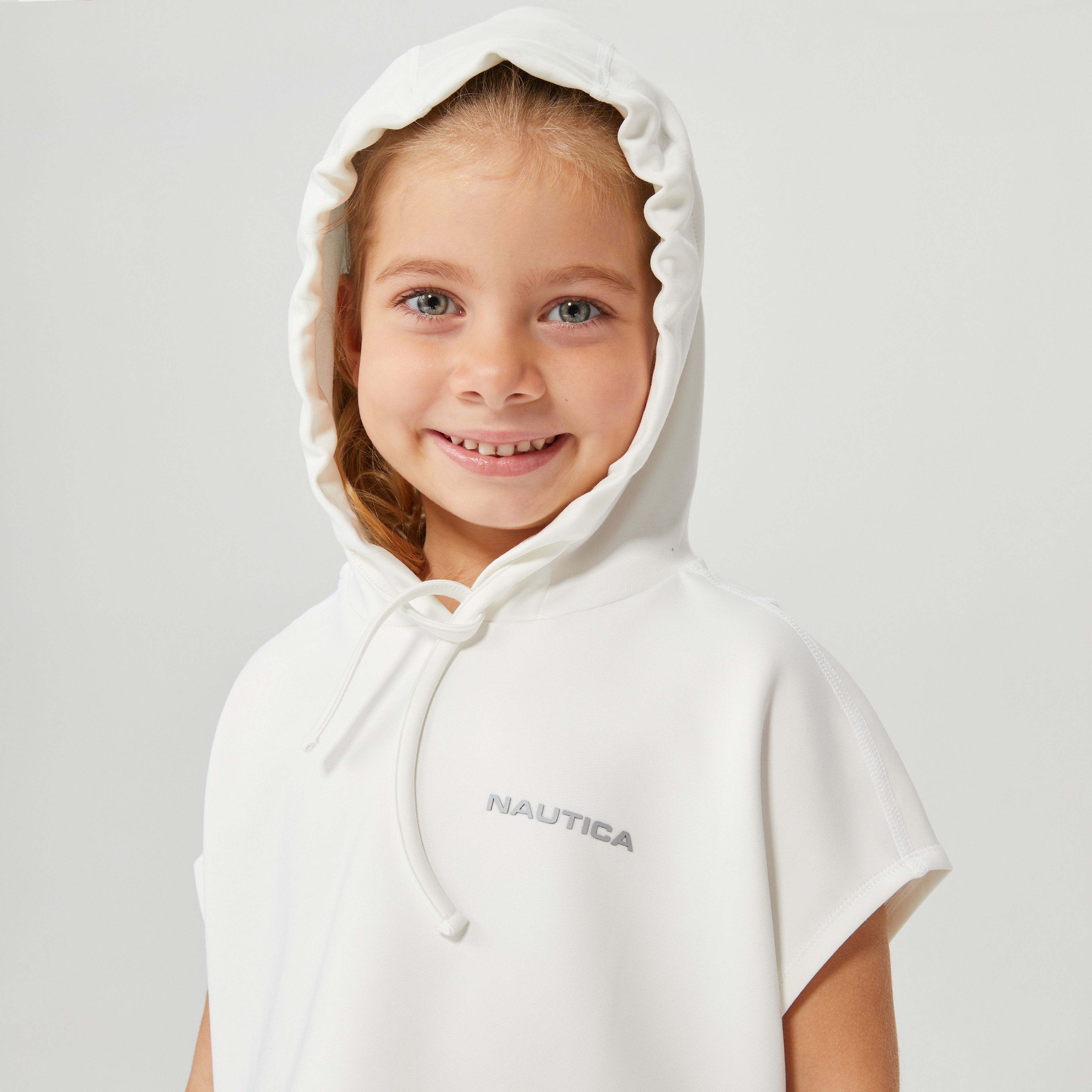 NAUTICA KIZ ÇOCUK BEYAZ OVERSIZE KISA KOLLU SWEATSHIRT