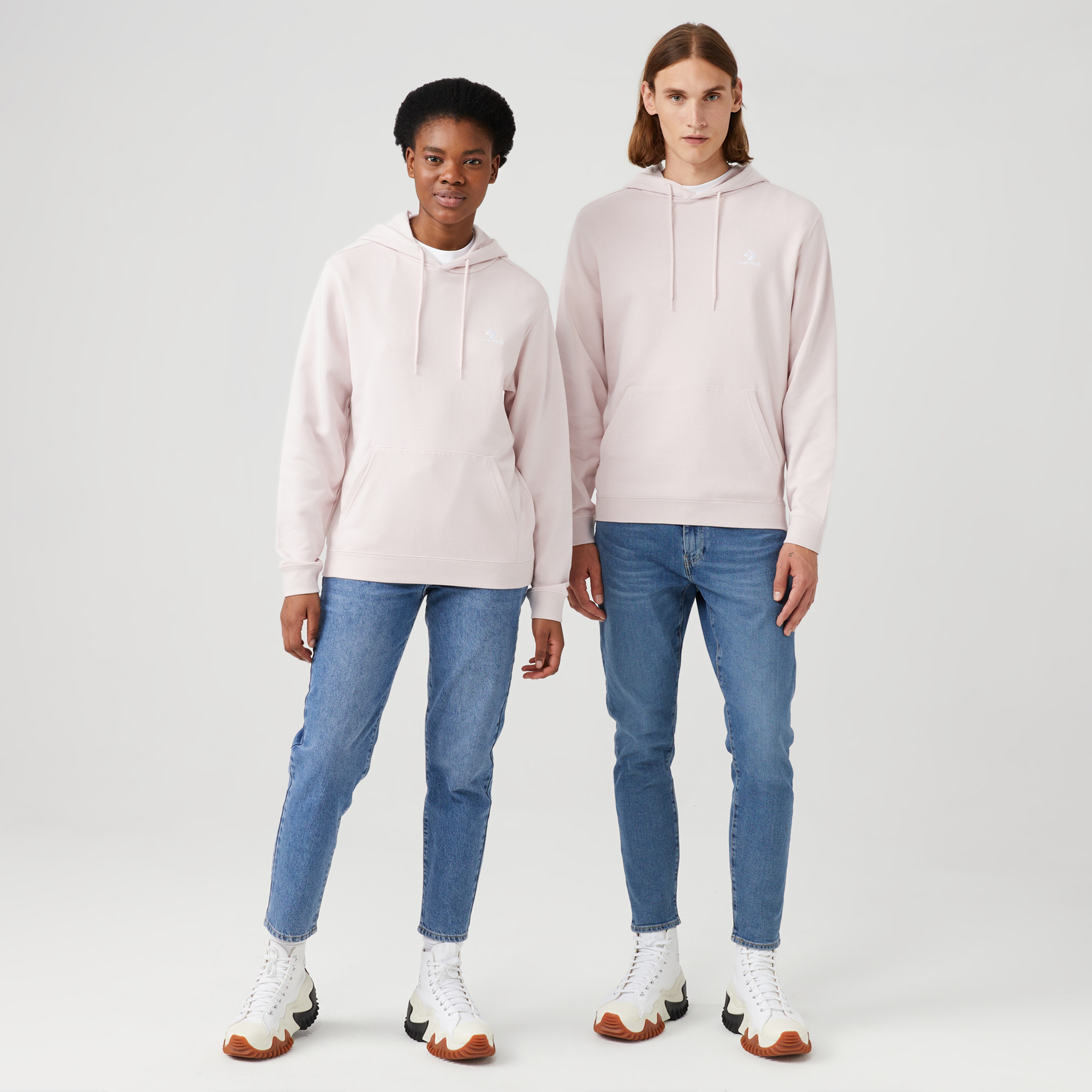 Converse Go-To Embroidered Star Chevron Unisex Pembe Hoodie