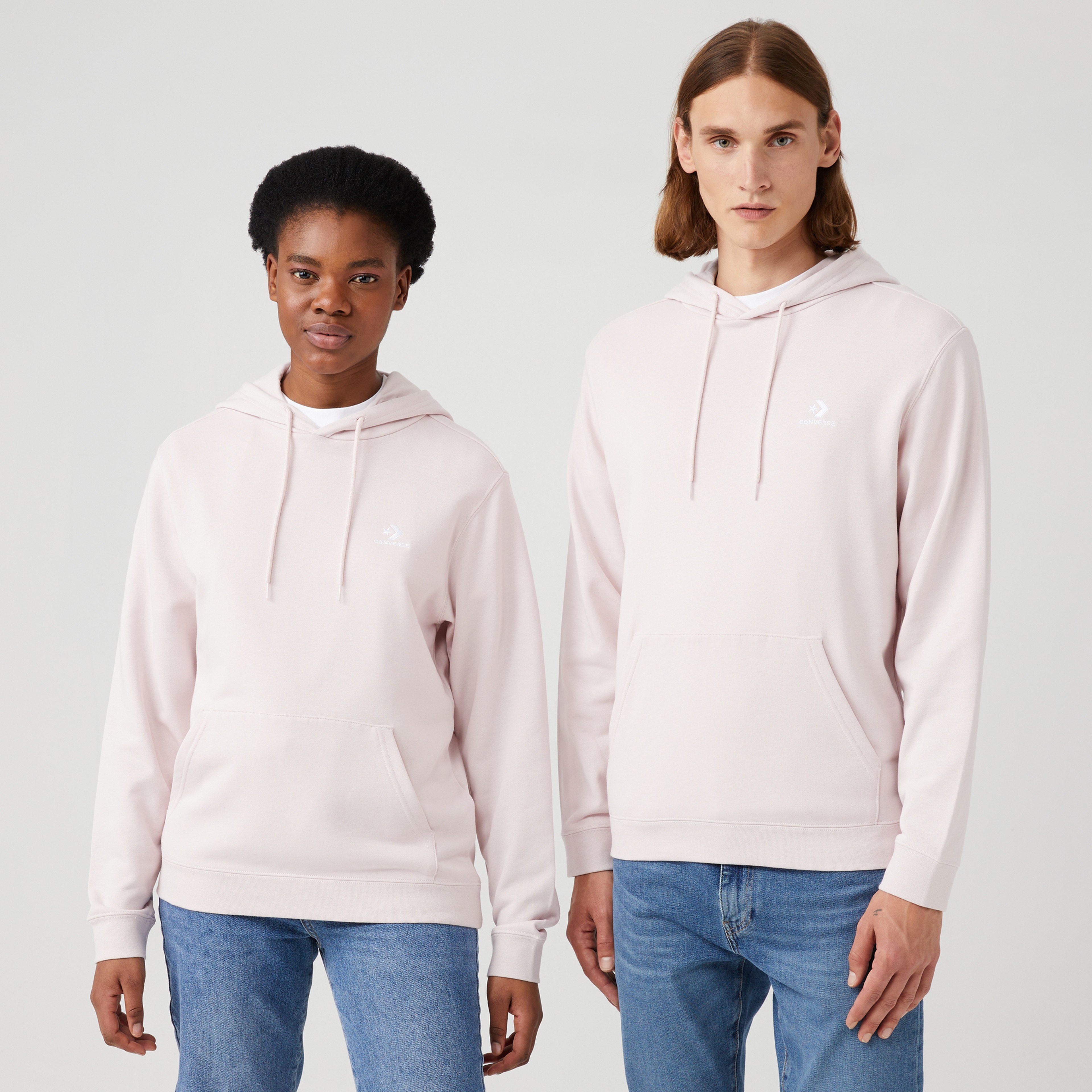 Converse Go-To Embroidered Star Chevron Unisex Pembe Hoodie