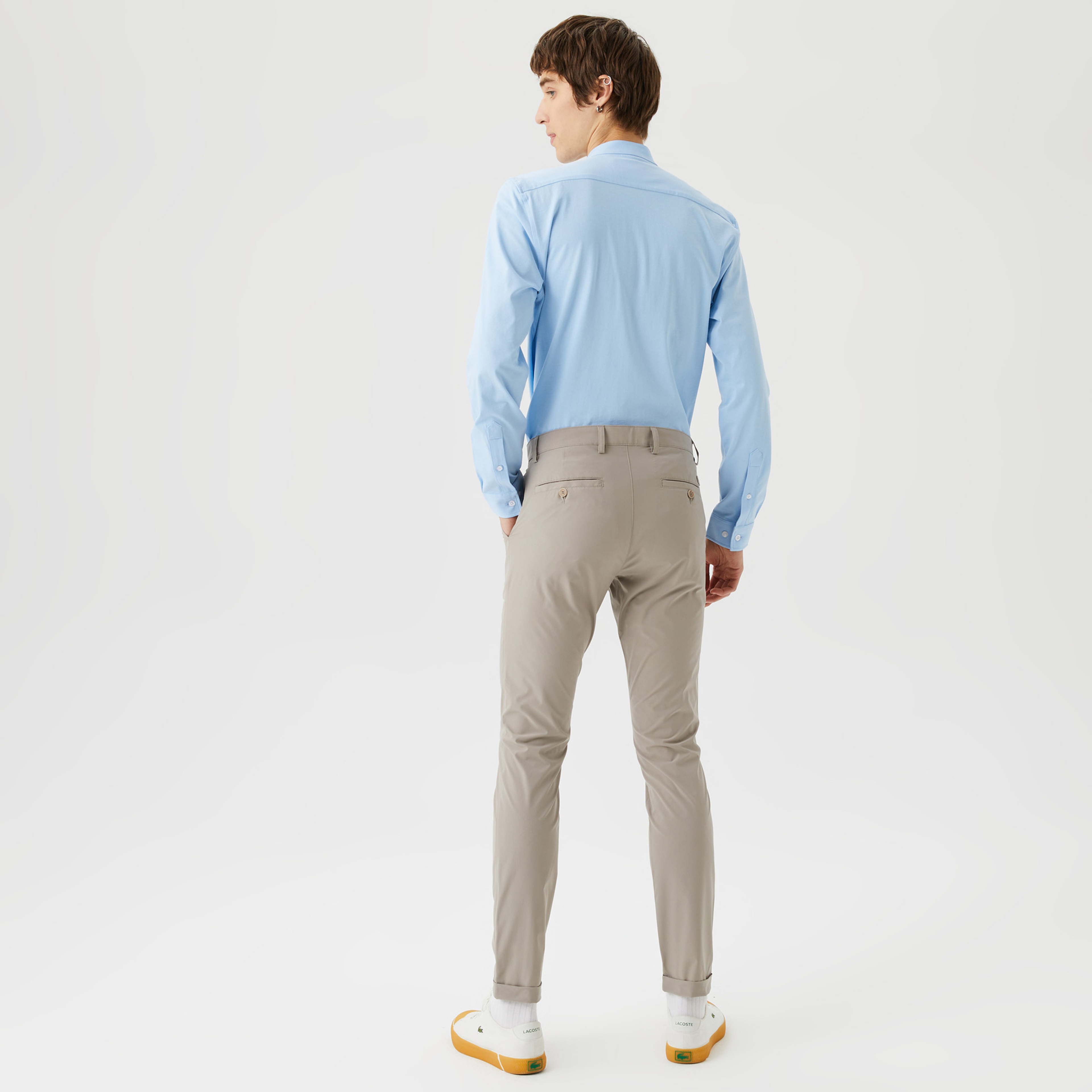 Erkek Slim Fit Chino Gri Pantolon