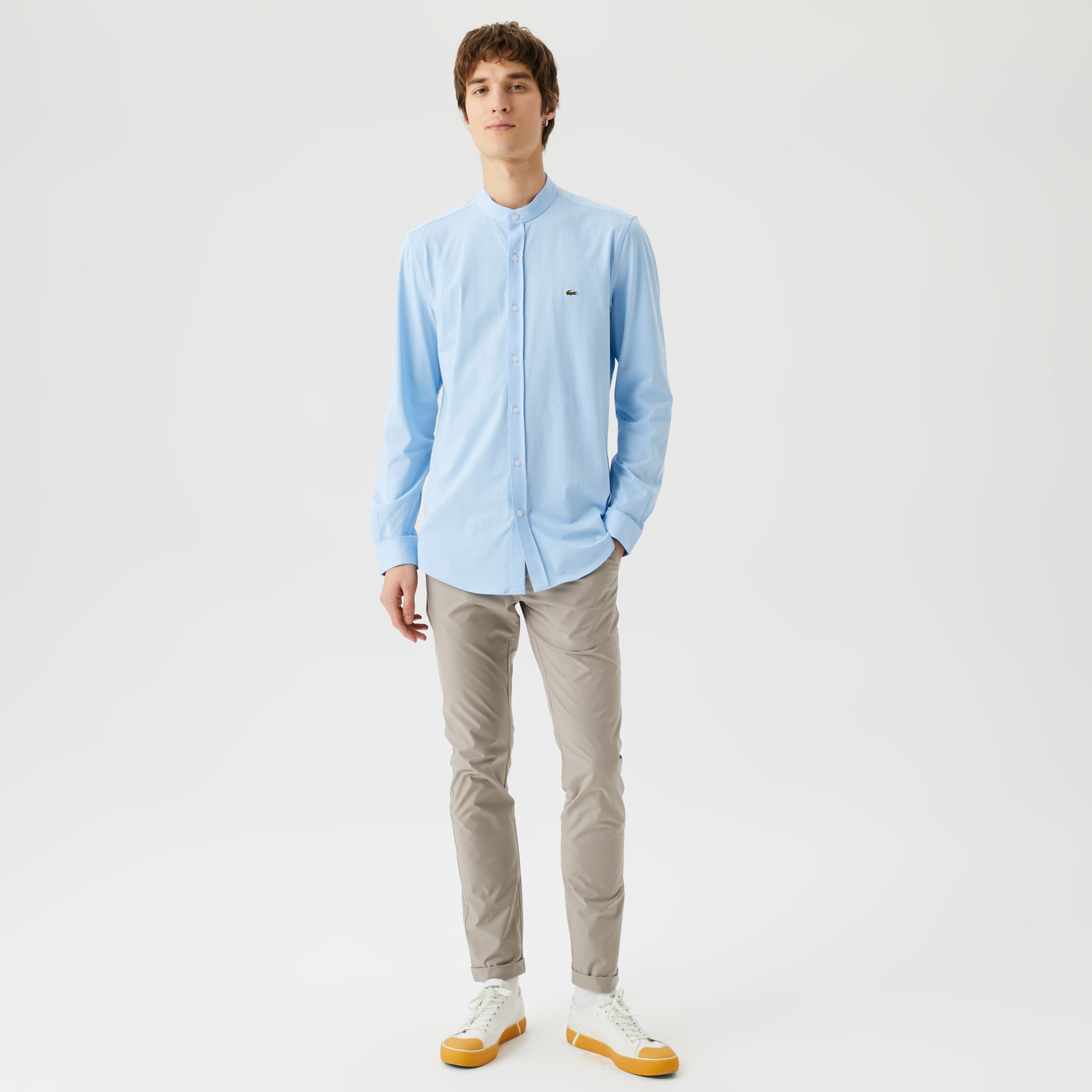 Erkek Slim Fit Chino Gri Pantolon