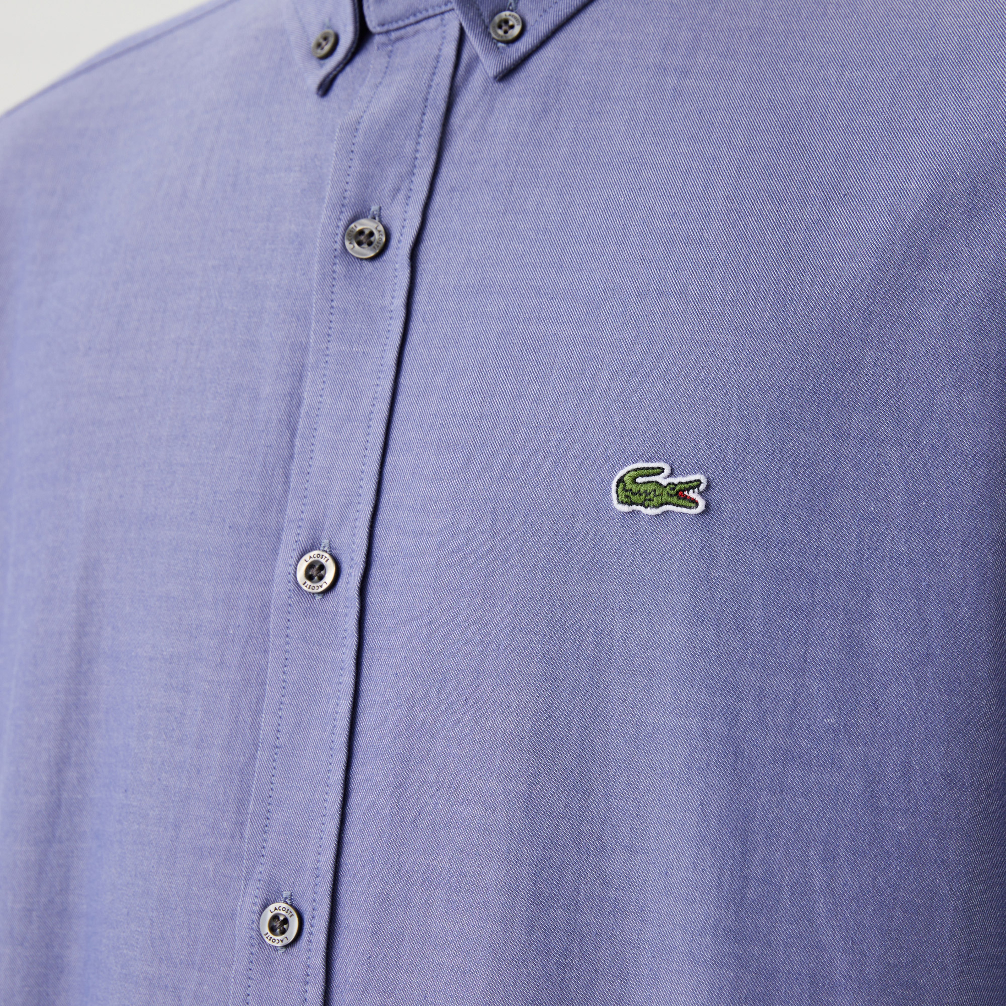 Erkek Slim Fit Düğmeli Yaka Organik Pamuk Lacivert Gömlek