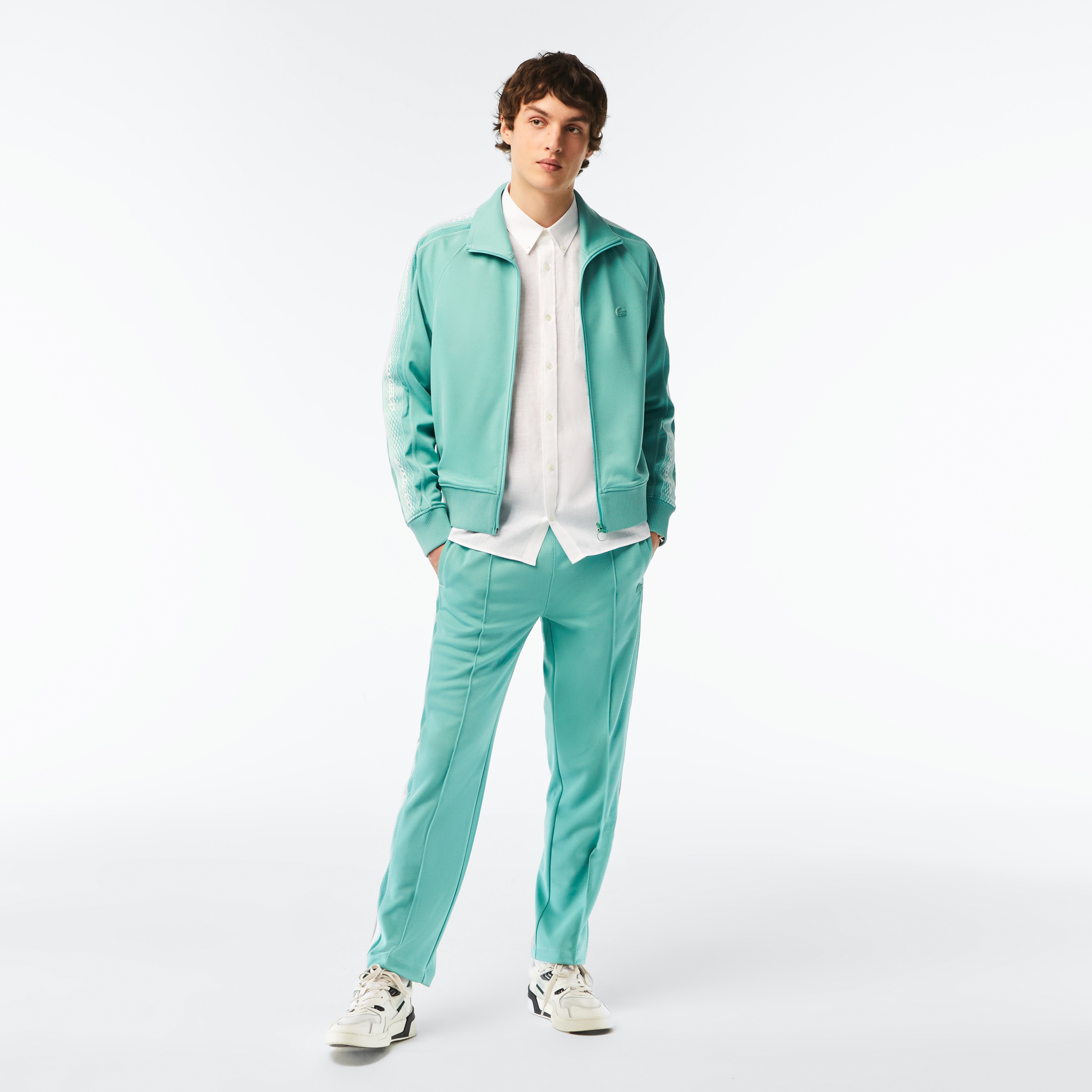 Erkek Regular Fit Düğmeli Yaka Keten Beyaz Gömlek