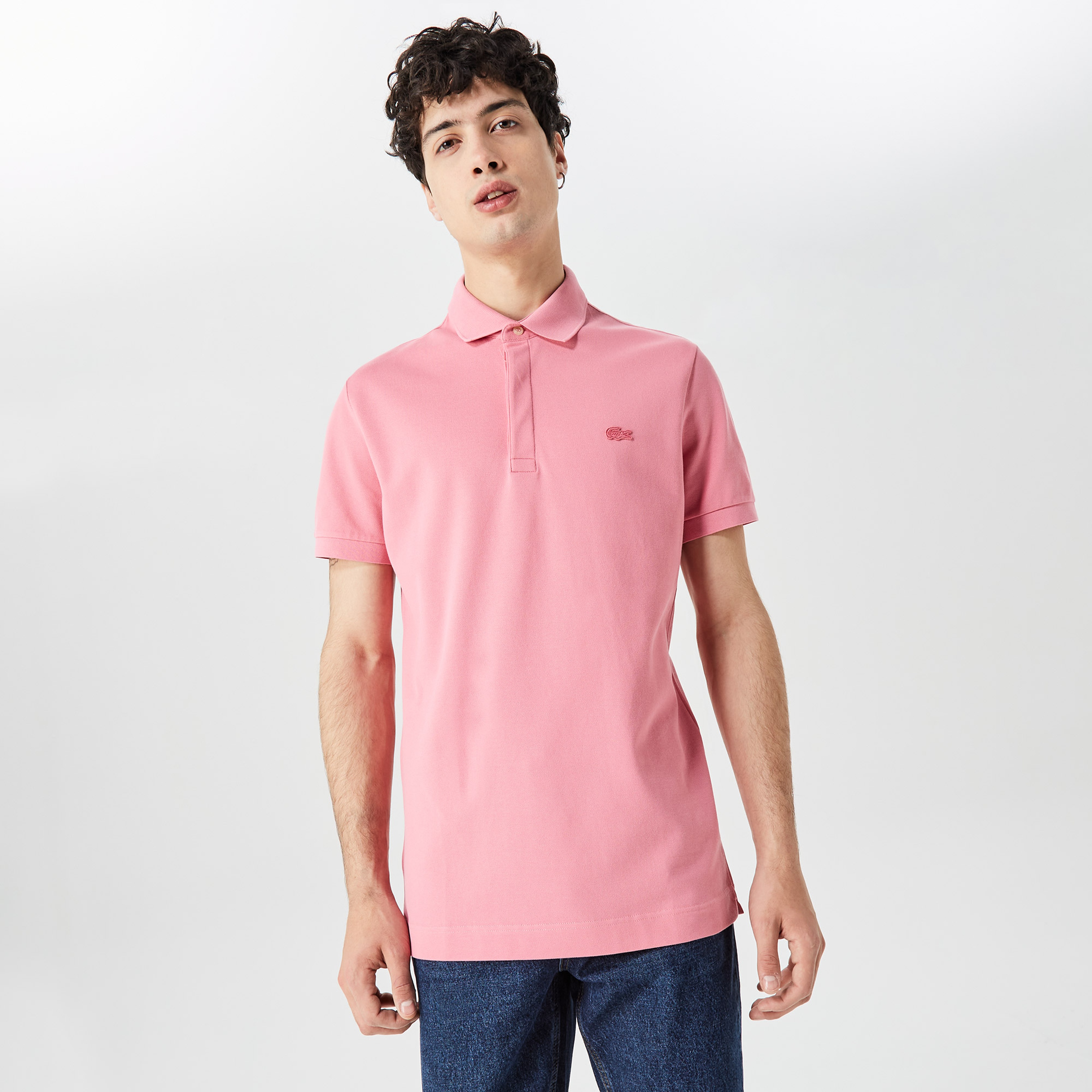 Erkek Regular Fit Pembe Paris Polo