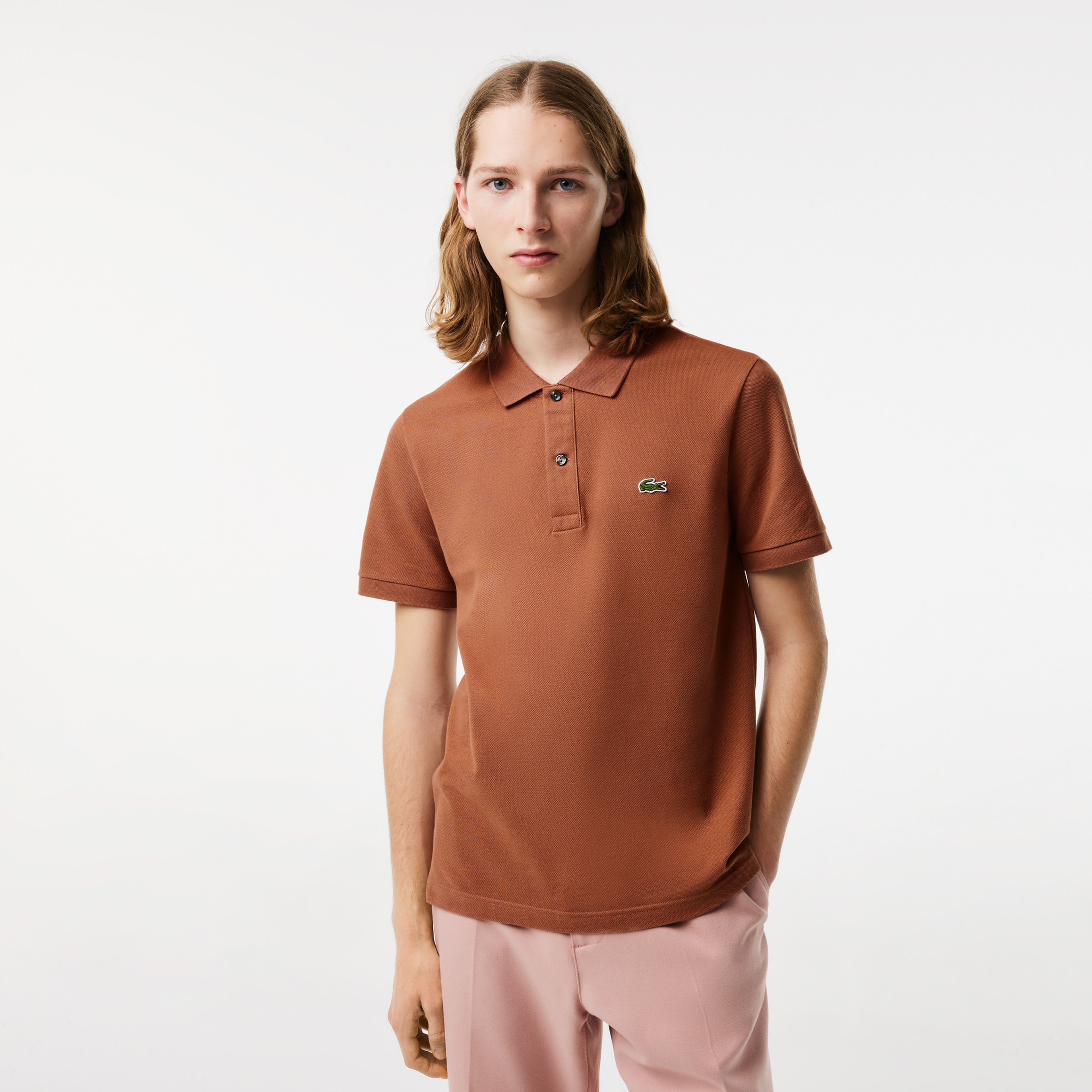 L.12.12 Erkek Slim Fit Polo Yaka Kahverengi Polo