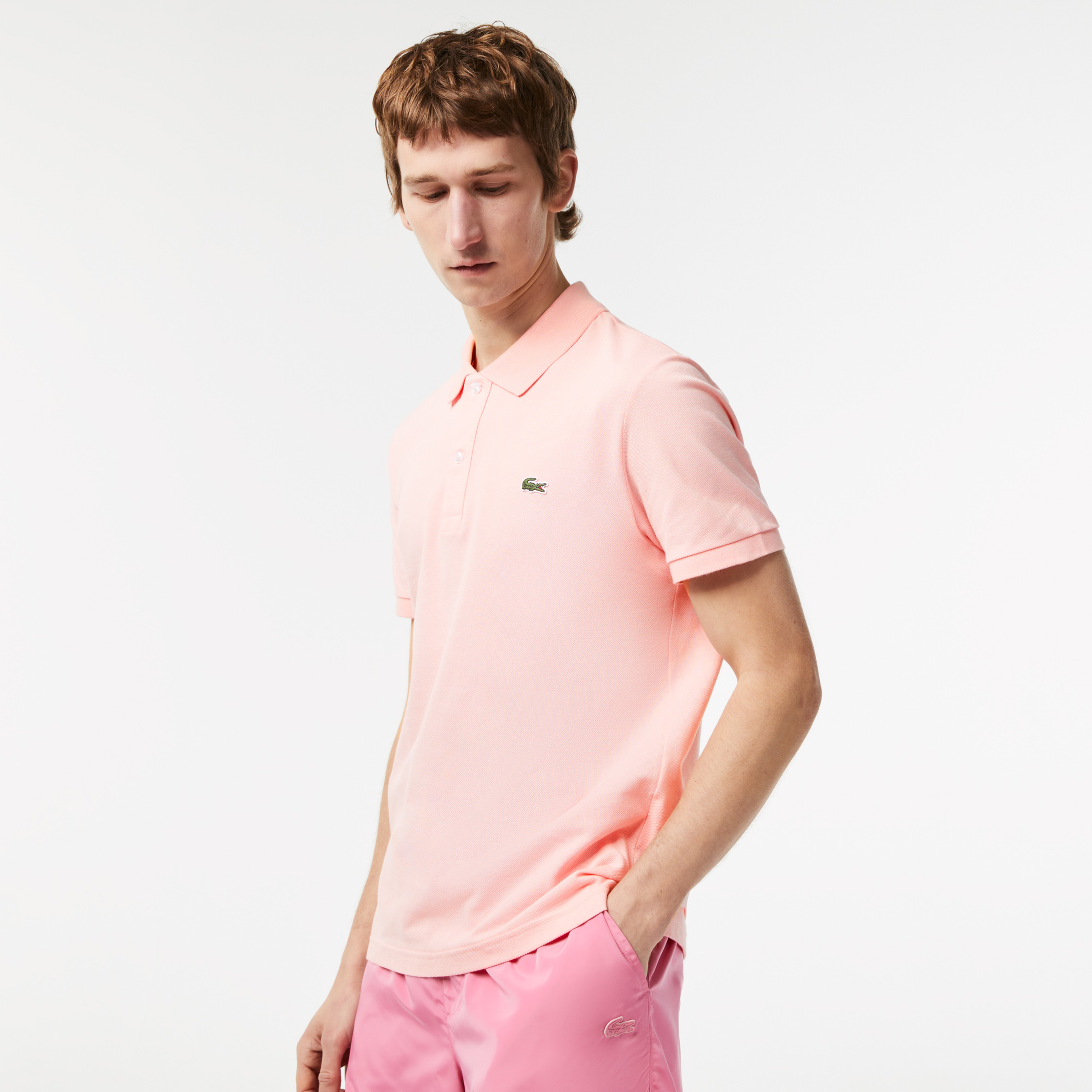 Erkek Slim Fit L.12.12 Pembe Polo