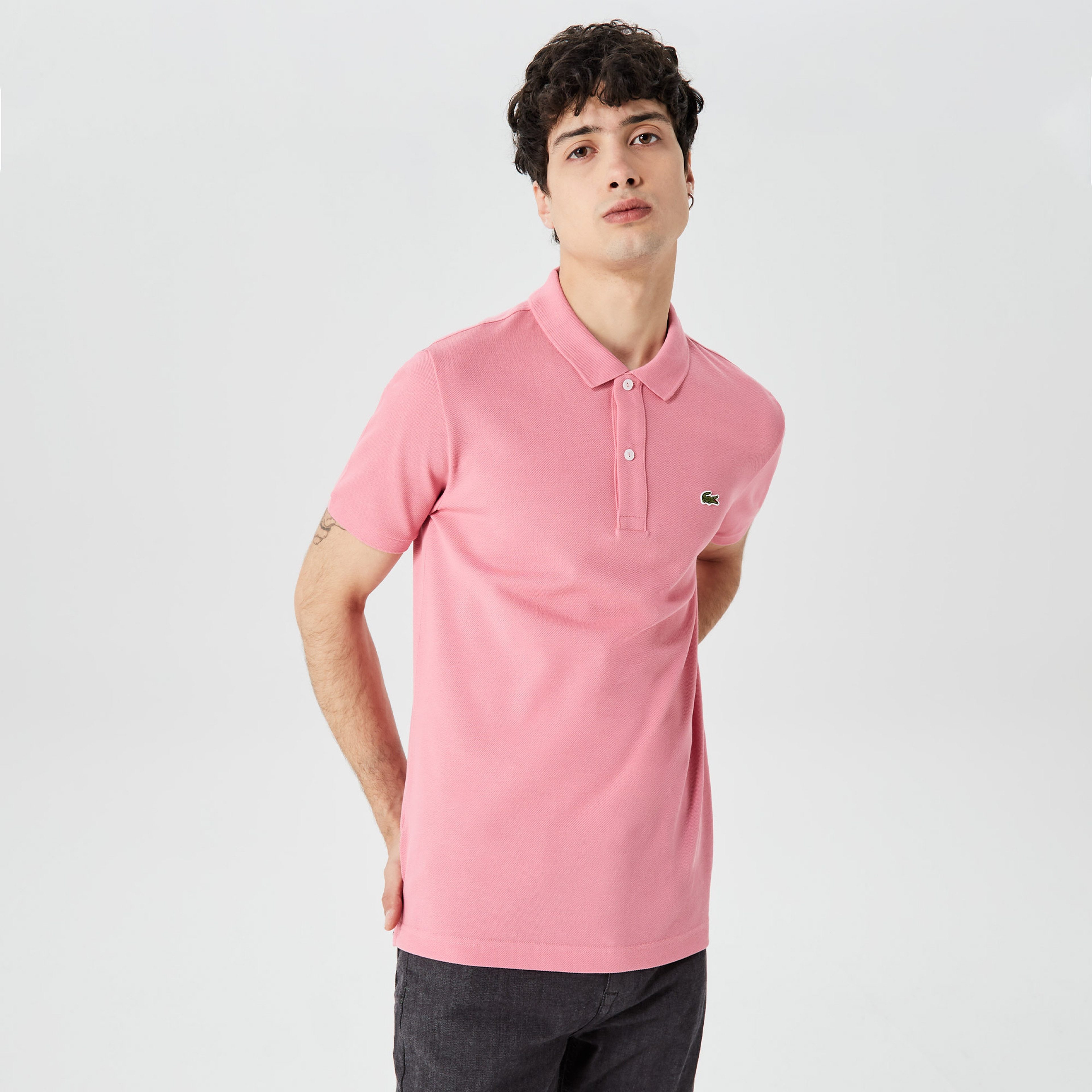 Erkek Slim Fit L.12.12 Pembe Polo