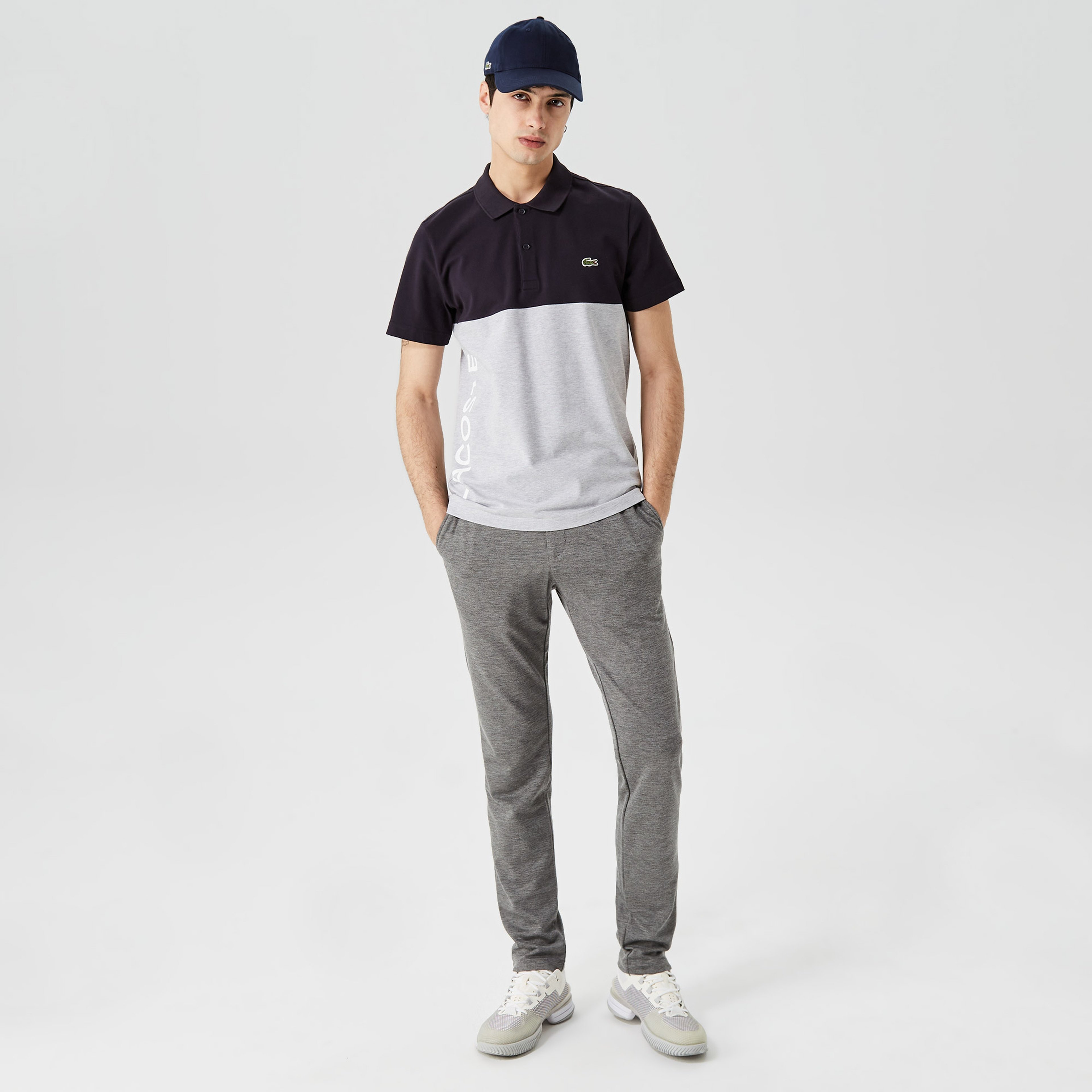 Erkek Regular Fit Renk Bloklu Siyah Polo