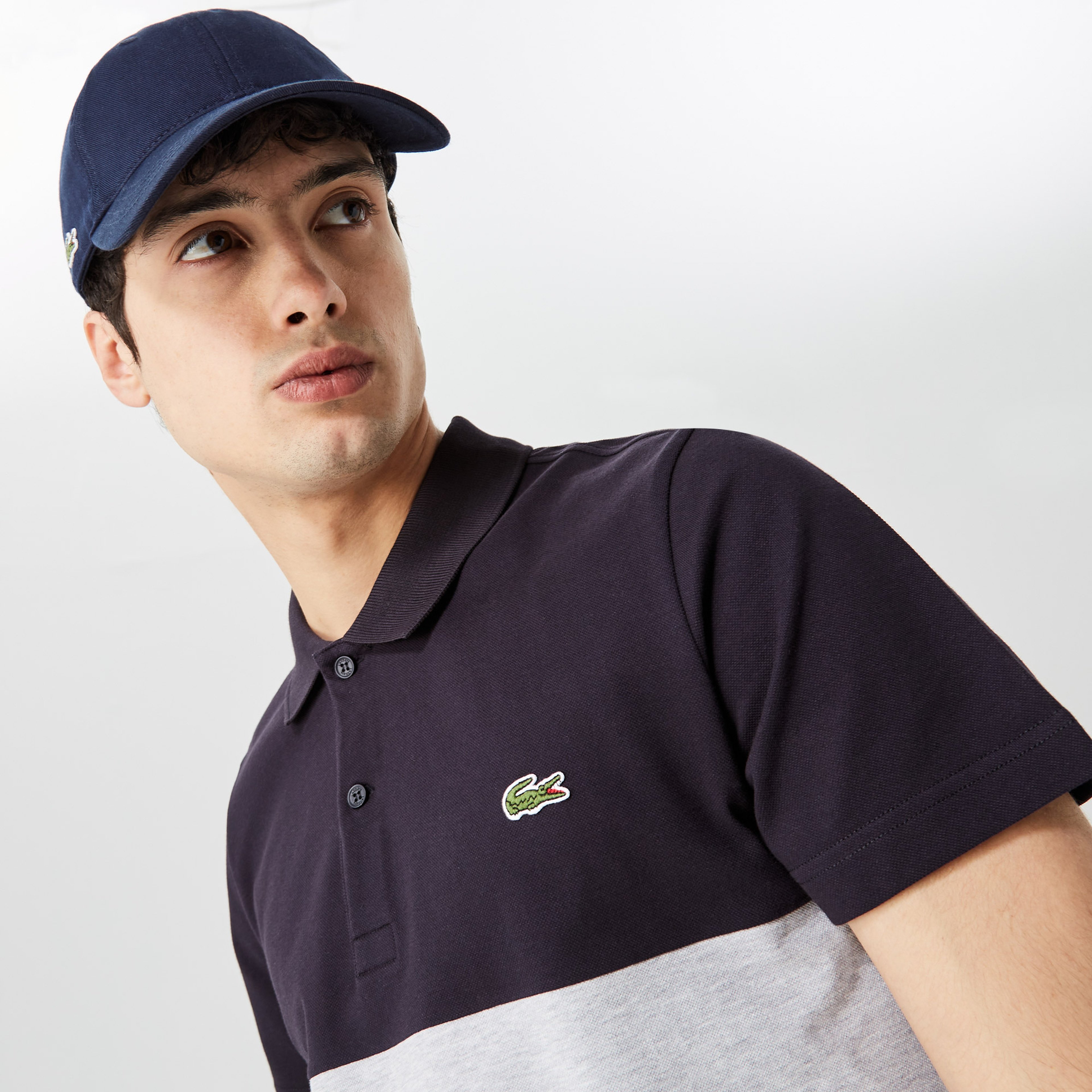 Erkek Regular Fit Renk Bloklu Siyah Polo