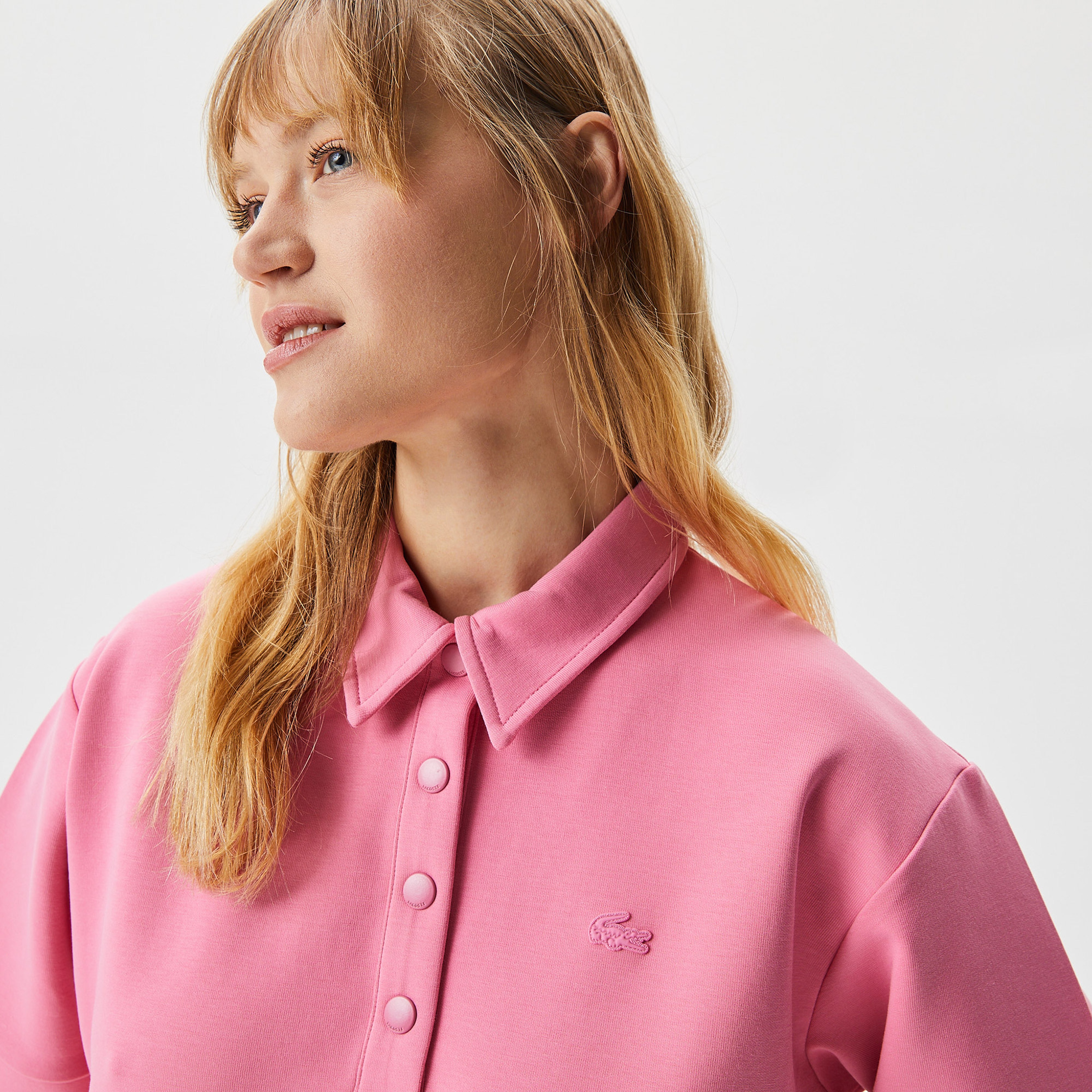 Lacoste Kadın Loose Fit Kısa Kollu Polo Yaka Pembe Elbise