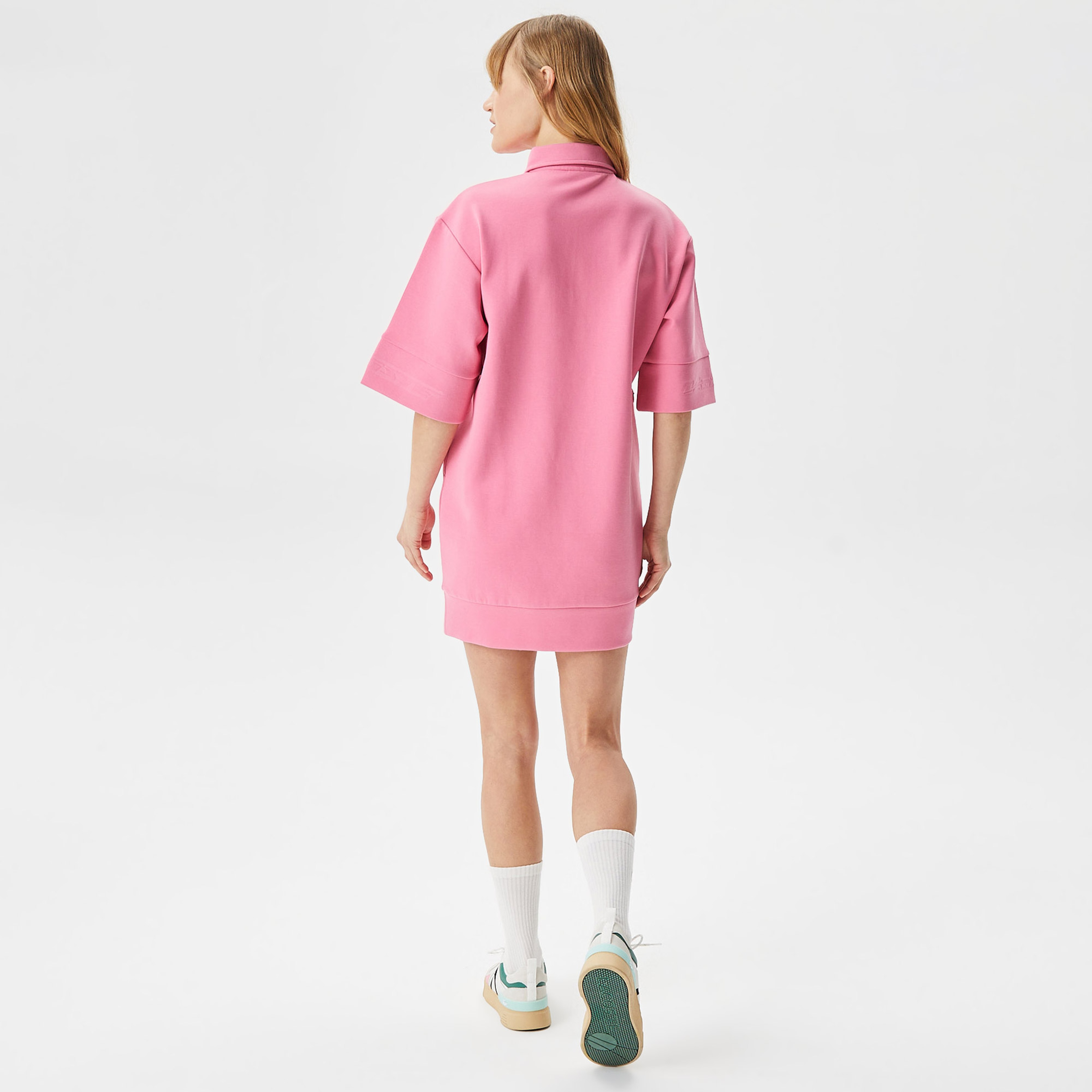 Lacoste Kadın Loose Fit Kısa Kollu Polo Yaka Pembe Elbise