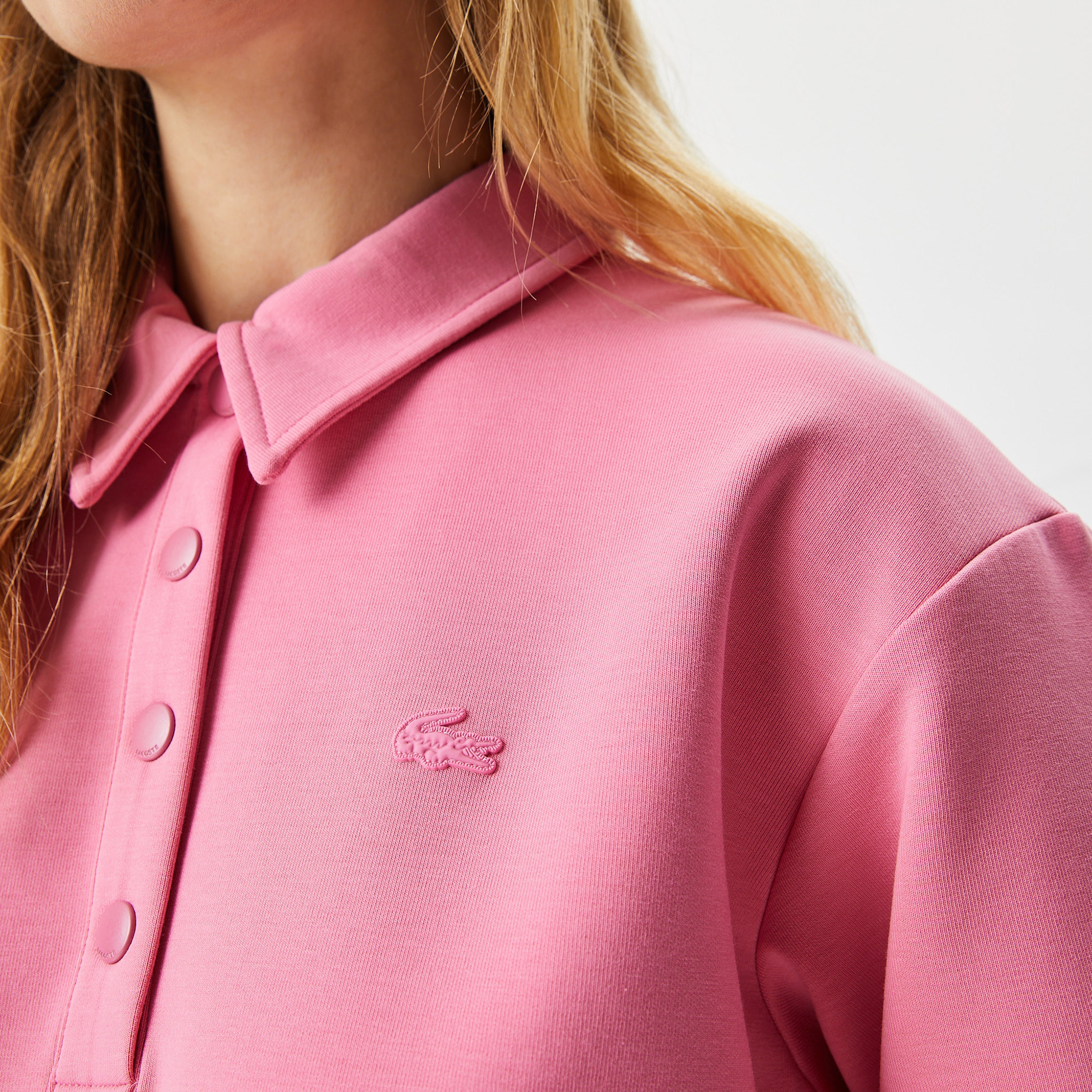 Lacoste Kadın Loose Fit Kısa Kollu Polo Yaka Pembe Elbise