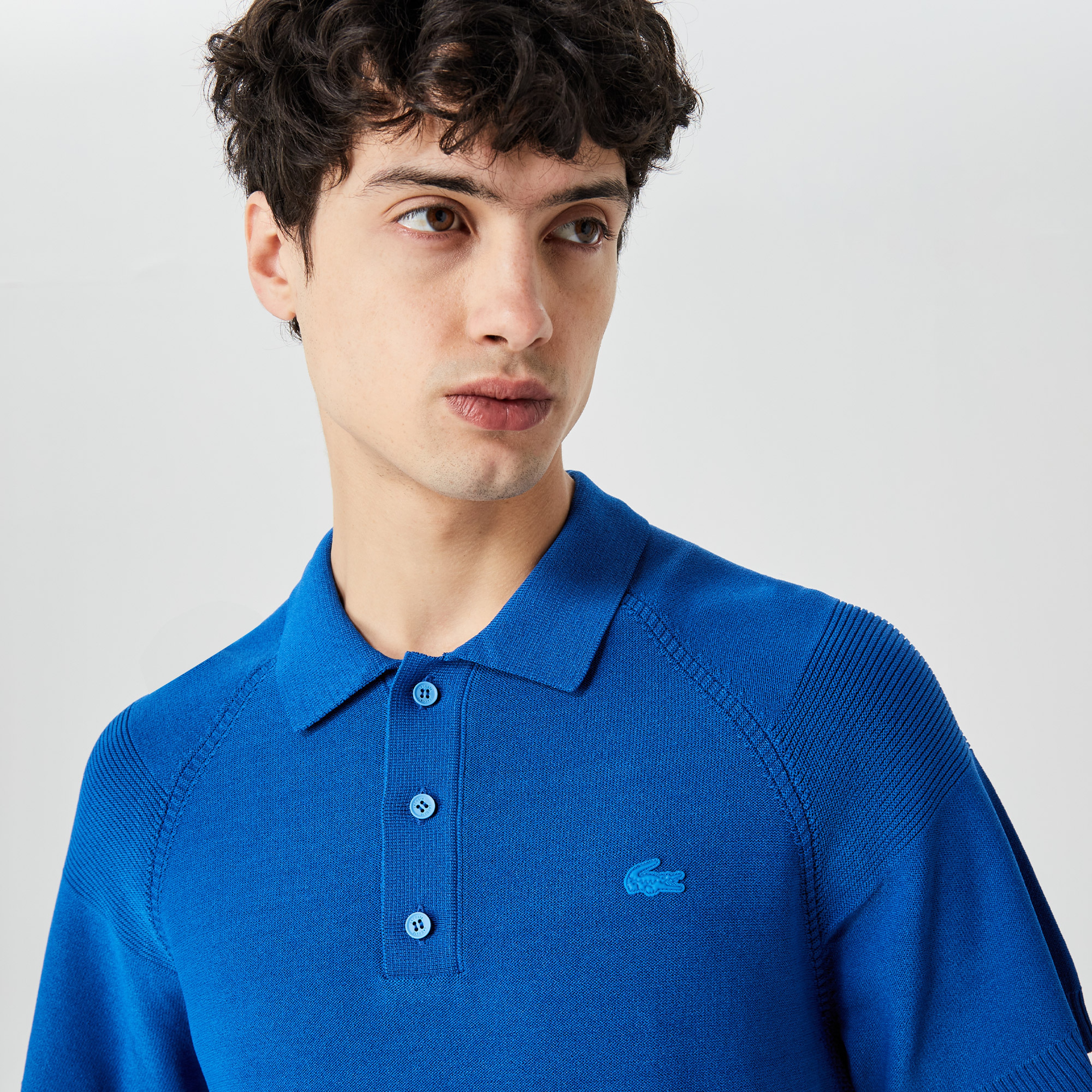 Erkek Kısa Kollu Polo Yaka Mavi Triko