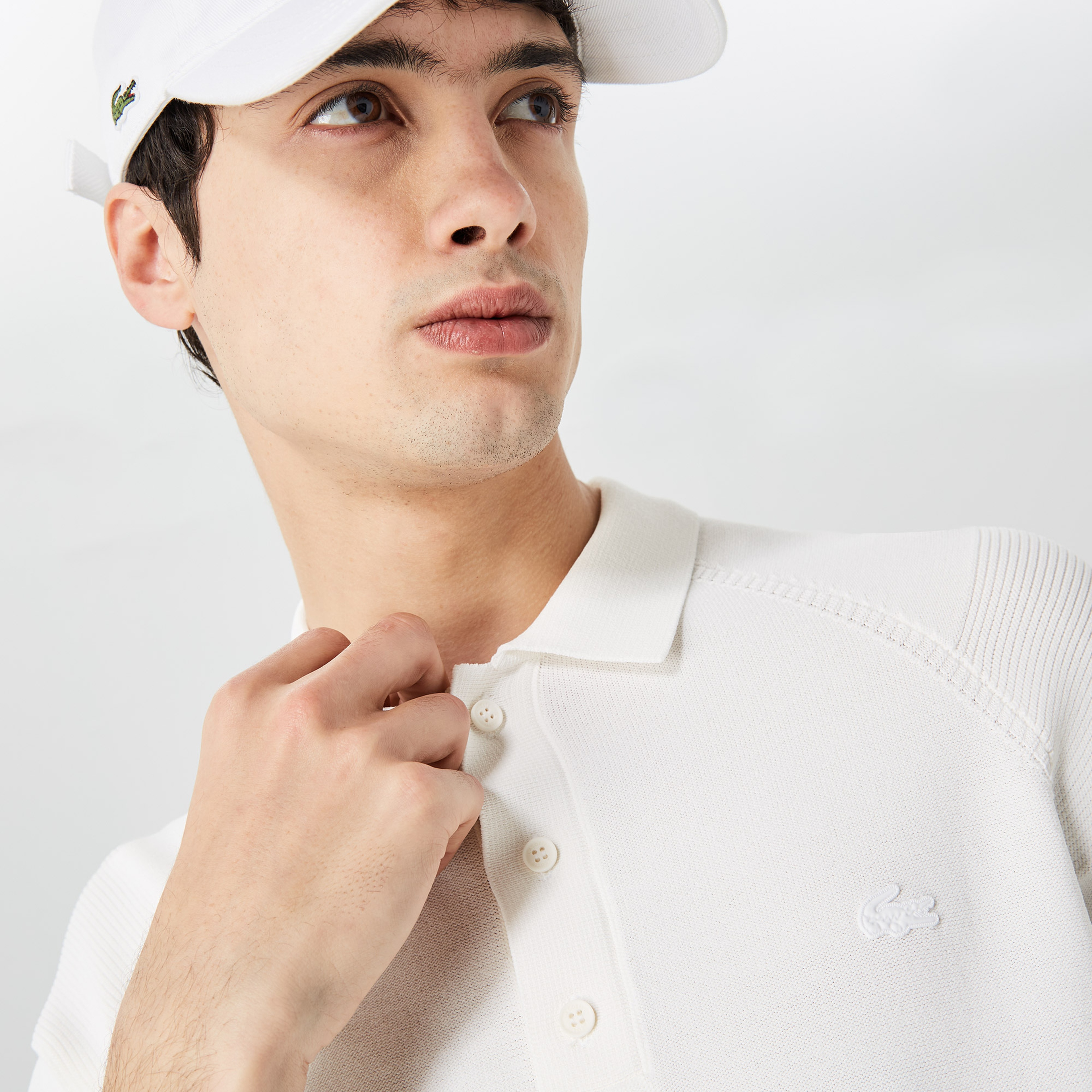 Erkek Regular Fit Kısa Kollu Polo Yaka Beyaz Triko