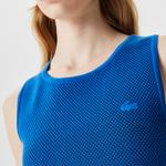 Kadın Slim Fit Bisiklet Yaka Renk Bloklu Mavi Triko