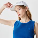 Kadın Slim Fit Bisiklet Yaka Renk Bloklu Mavi Triko