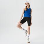 Kadın Slim Fit Bisiklet Yaka Renk Bloklu Mavi Triko