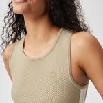 Kadın Slim Fit Askılı Bisiklet Yaka Renk Bloklu Krem Triko